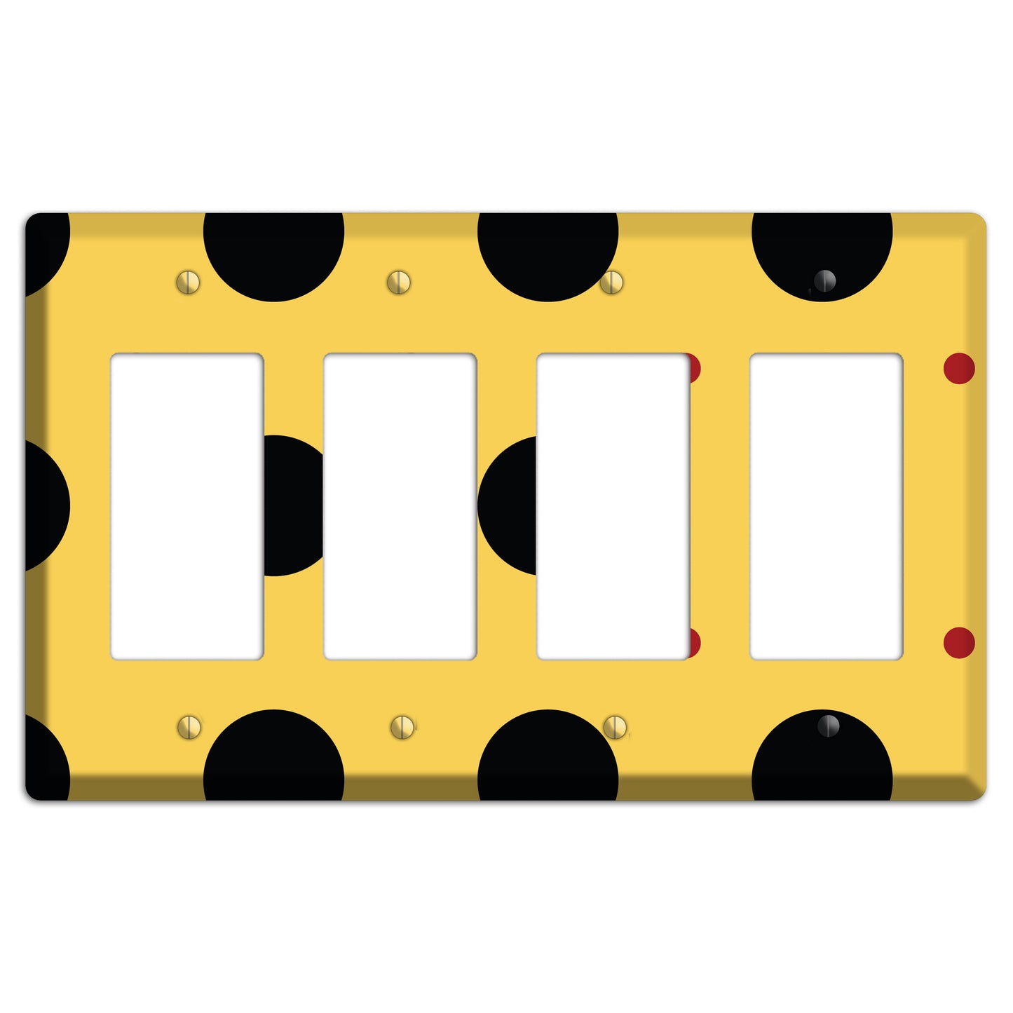 Yellow with Black and Red Multi Tiled Medium Dots 4 Rocker Wallplate