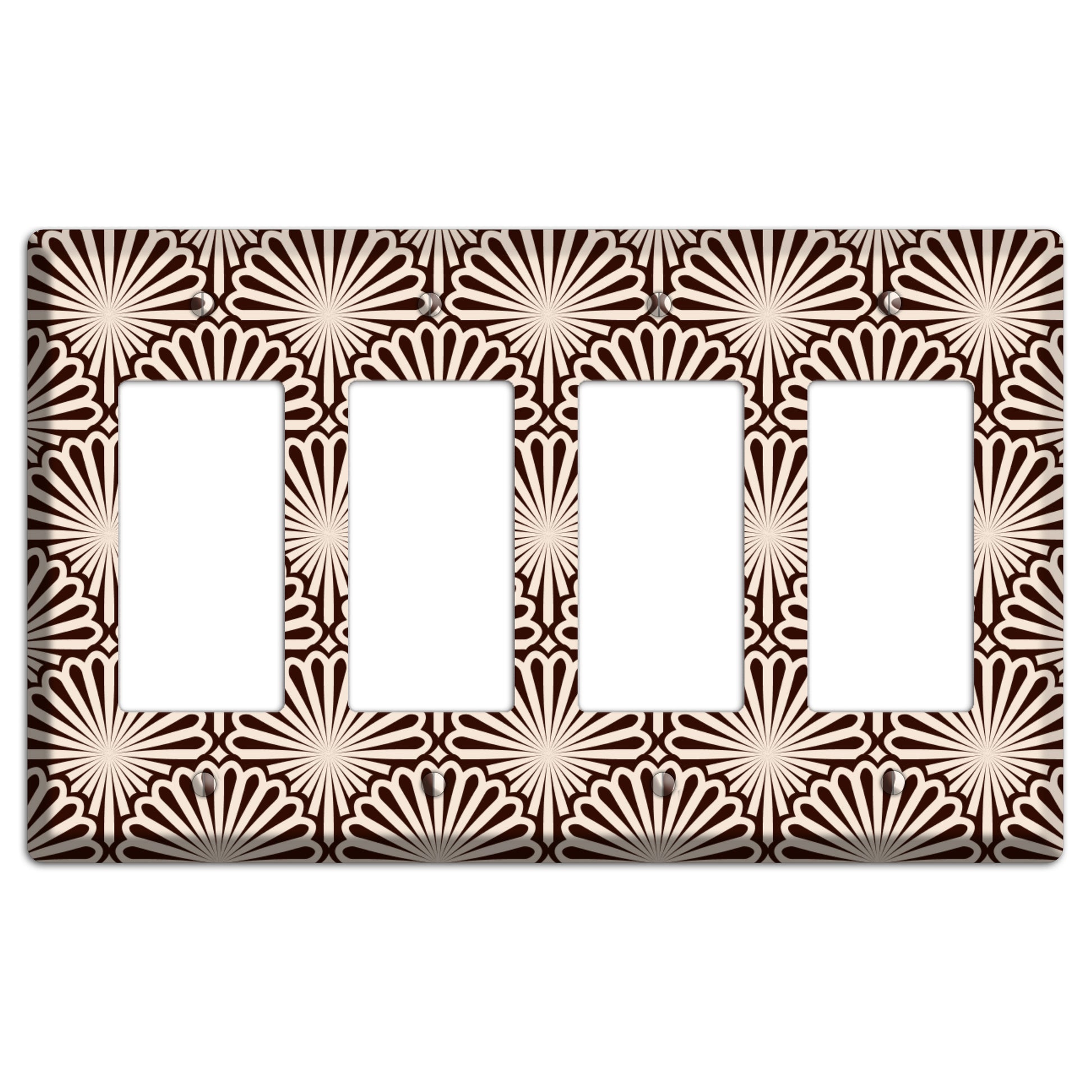 Black and White Deco Scallop Fans 4 Rocker Wallplate