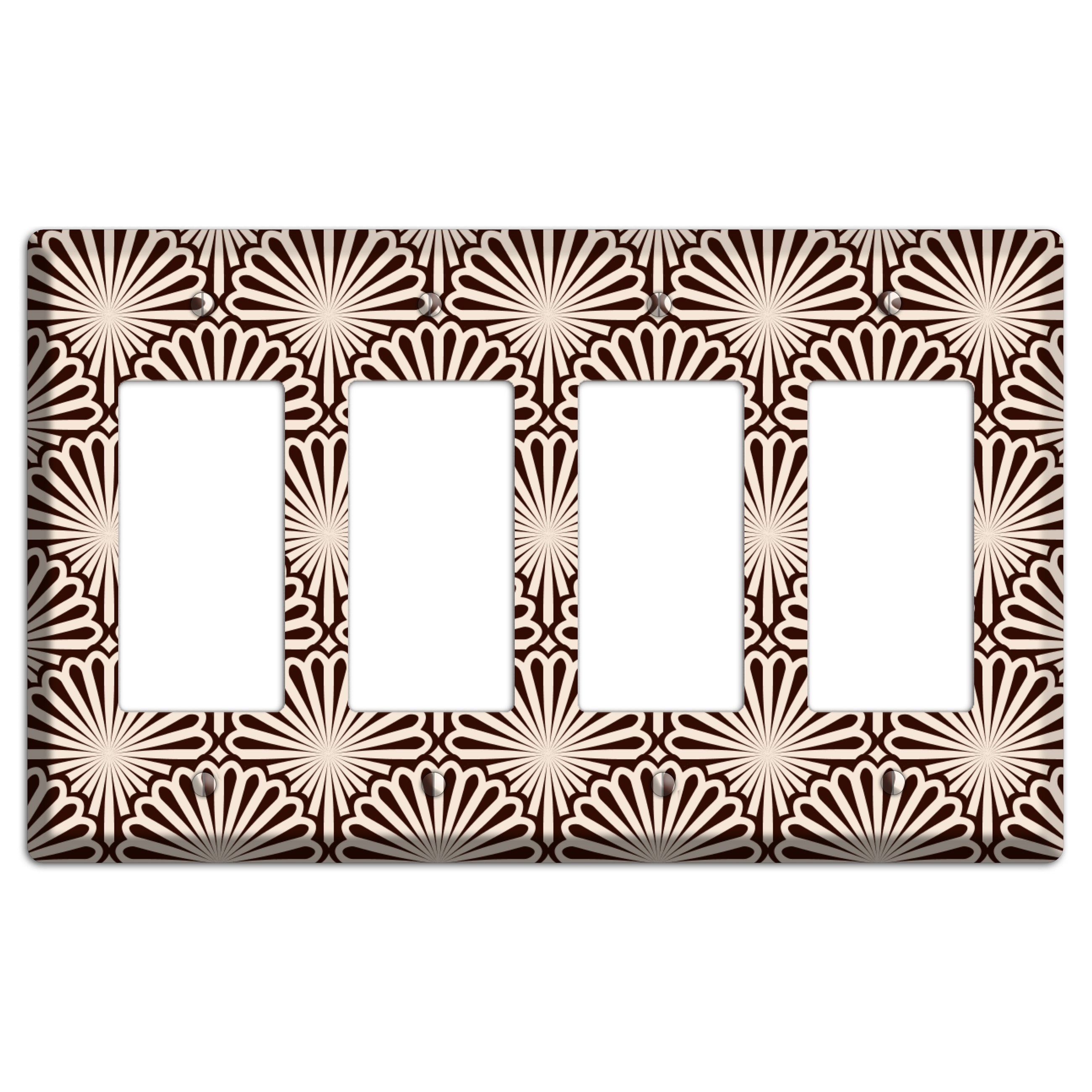 Black and White Deco Scallop Fans 4 Rocker Wallplate