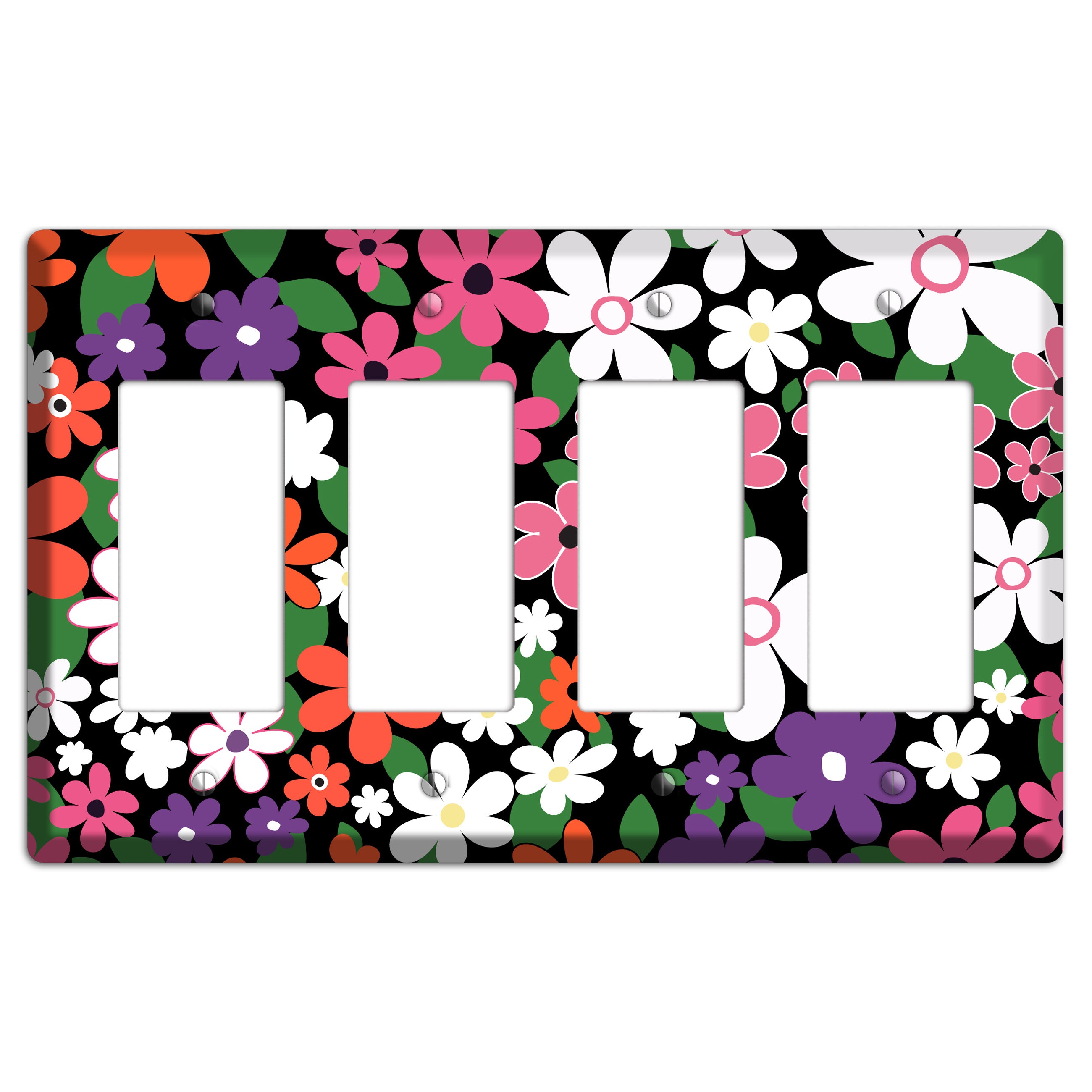 Hippie Flowers 4 Rocker Wallplate