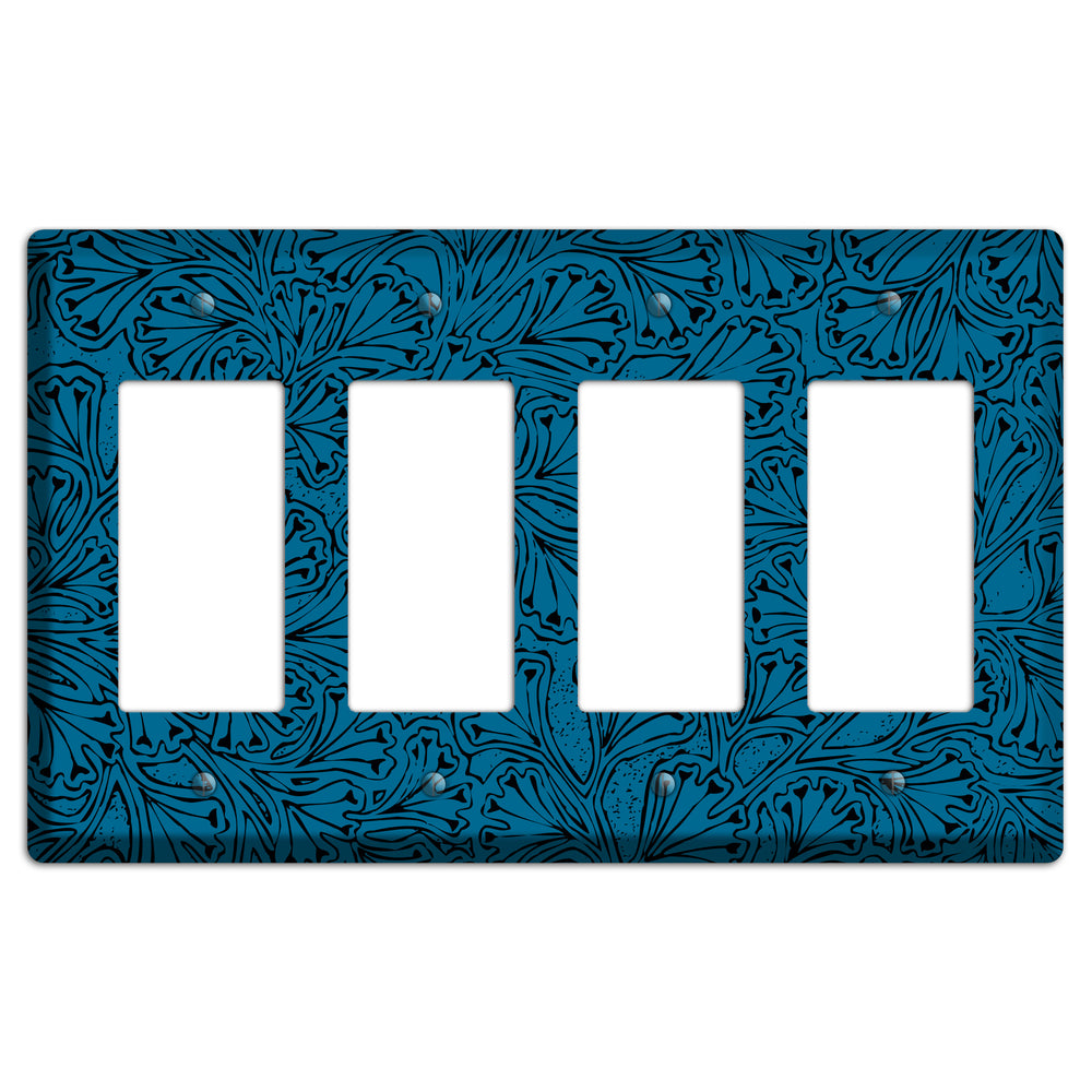 Deco Blue Interlocking Floral 4 Rocker Wallplate