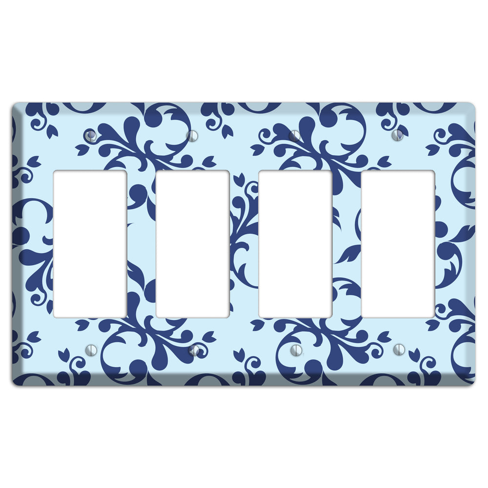 Blue Victorian Toile 4 Rocker Wallplate