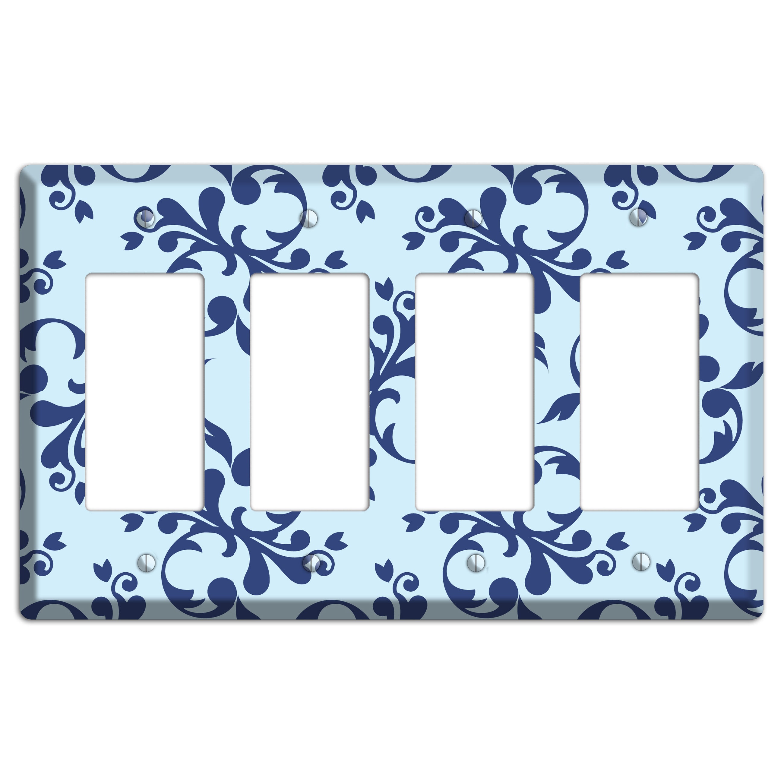 Blue Victorian Toile 4 Rocker Wallplate