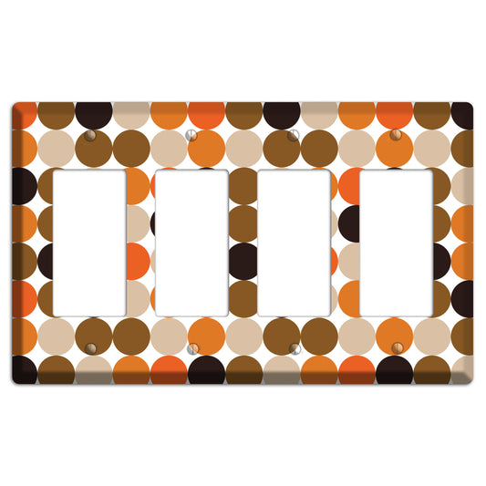 Orange Brown Black Beige Tiled Dots 4 Rocker Wallplate