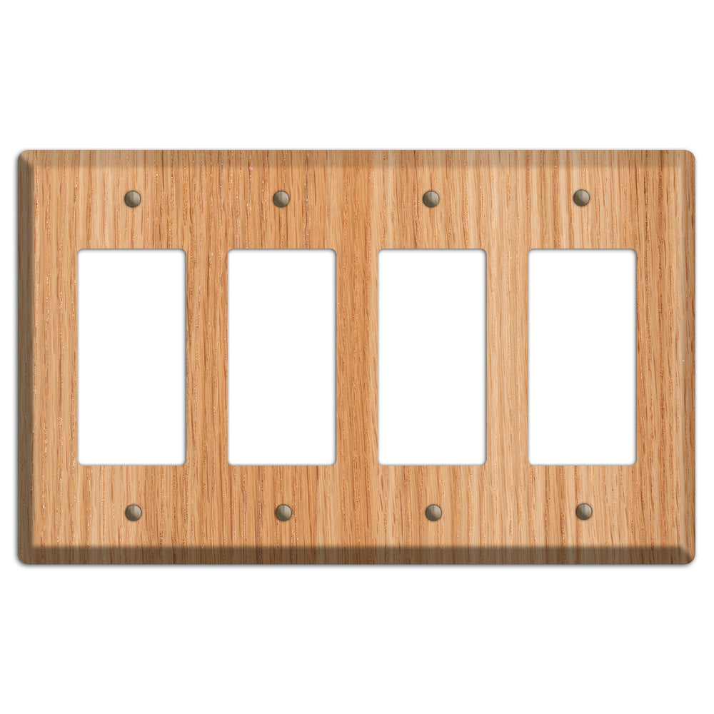 Red Oak Wood Four rocker Switchplate