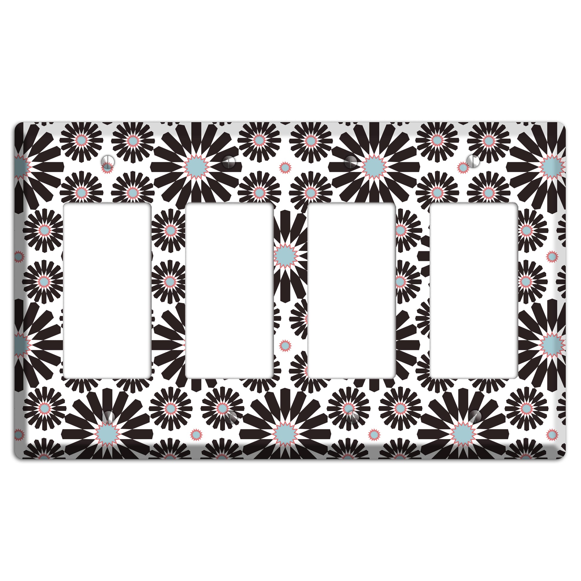 Dusty Blue Maroon Scandinavian Floral 3 4 Rocker Wallplate