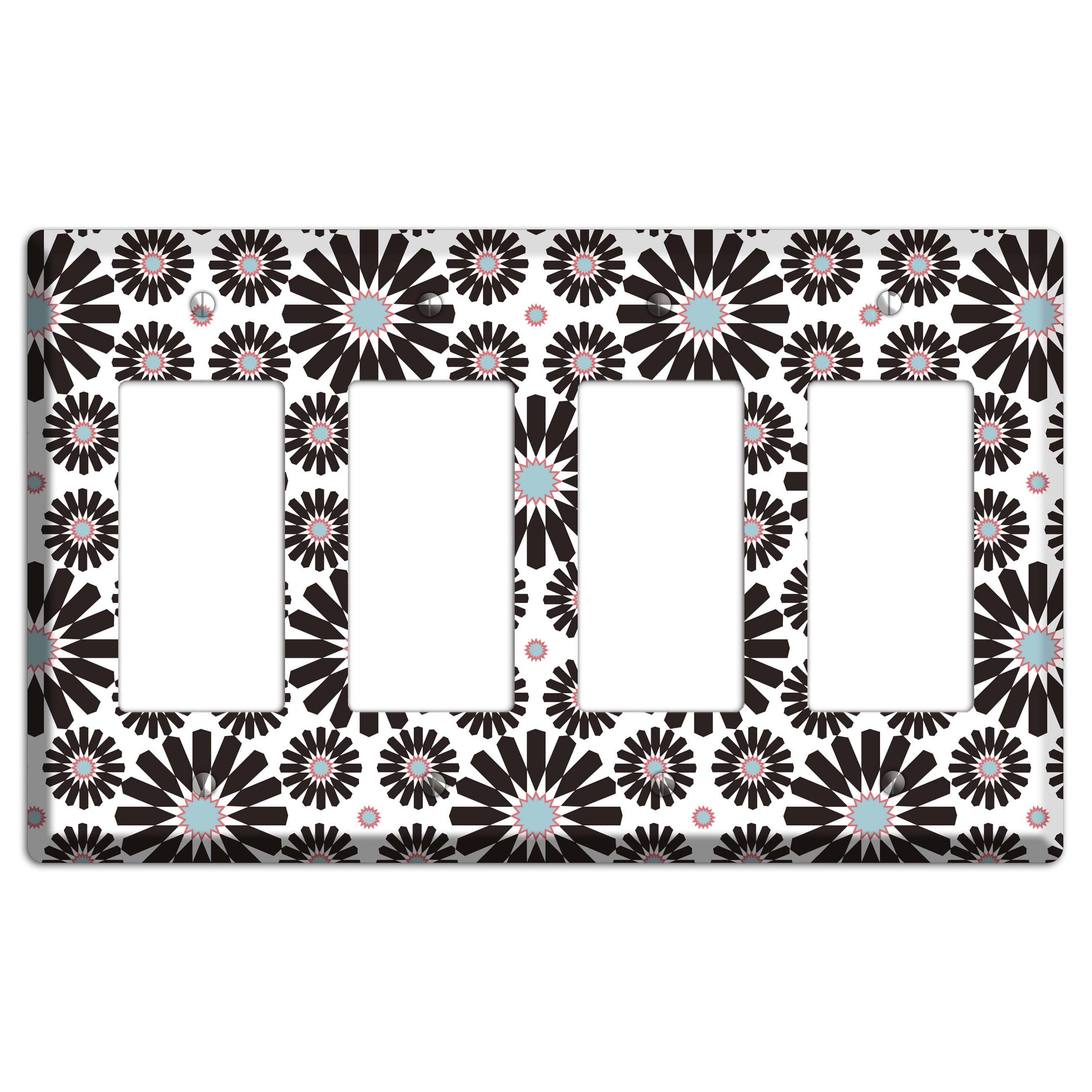 Dusty Blue Maroon Scandinavian Floral 3 4 Rocker Wallplate