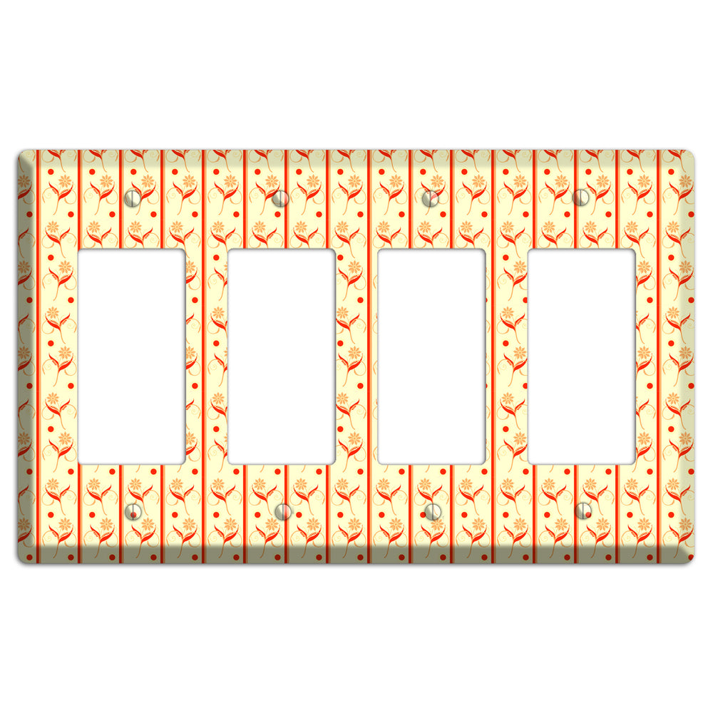 Yellow Floral Pattern 4 Rocker Wallplate