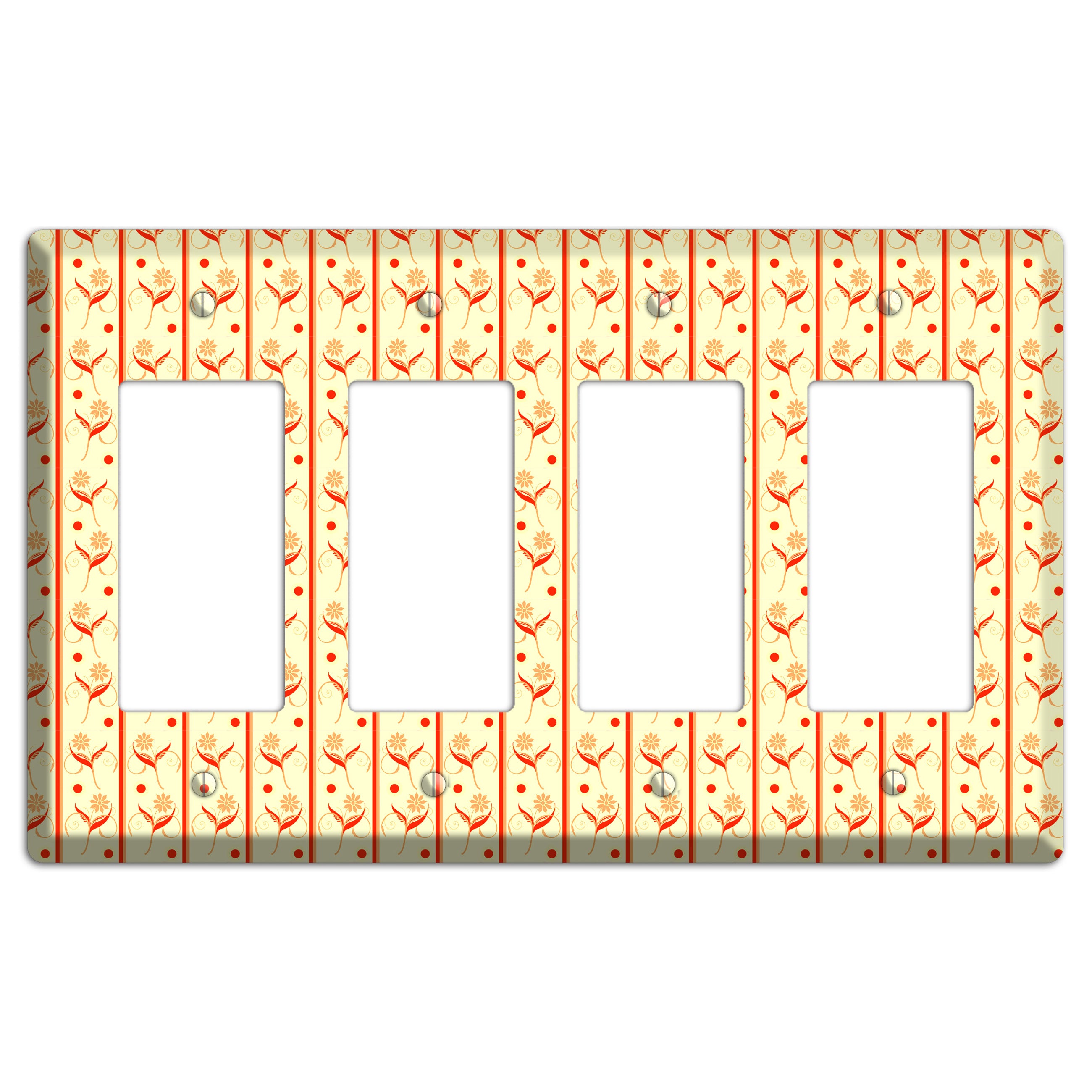 Yellow Floral Pattern 4 Rocker Wallplate