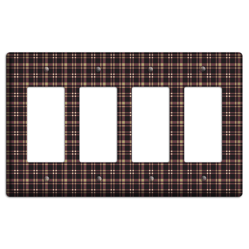 Dark Brown Plaid 4 Rocker Wallplate