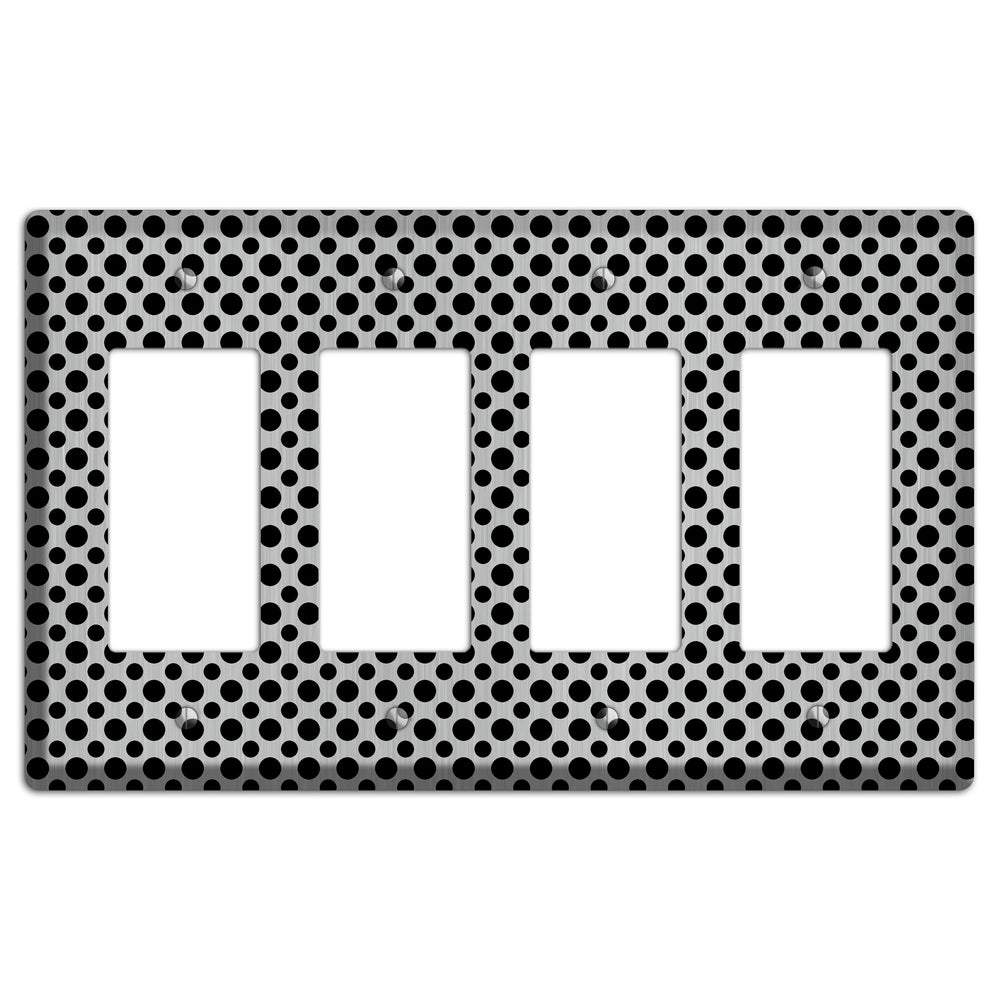 Multi Small Polka Dots Stainless Steel 4 Rocker Wallplate