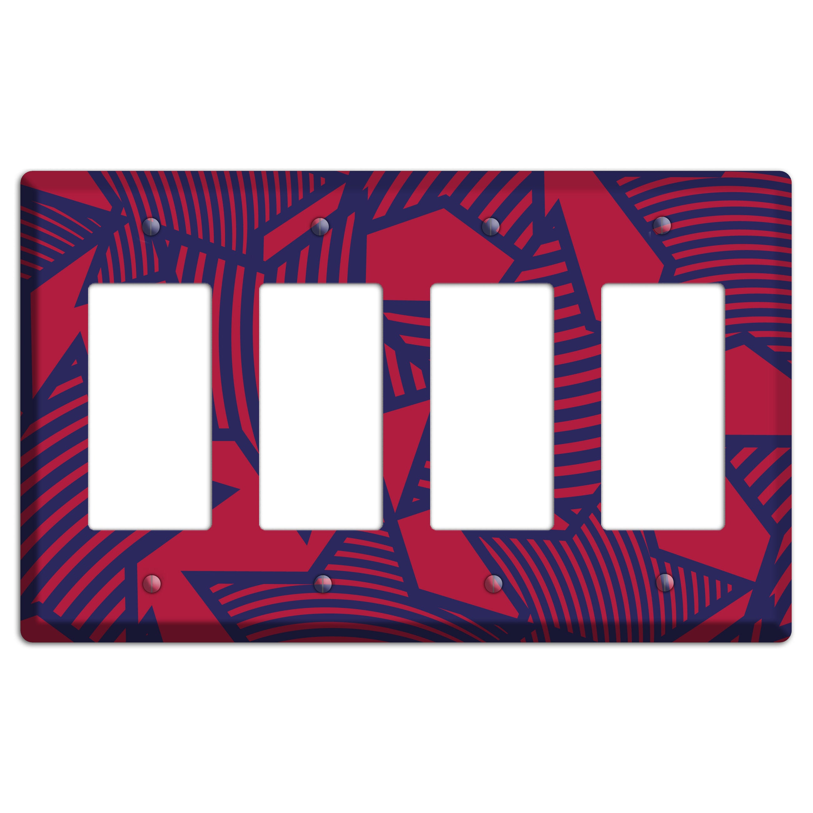 Red with Large Blue Stars 4 Rocker Wallplate