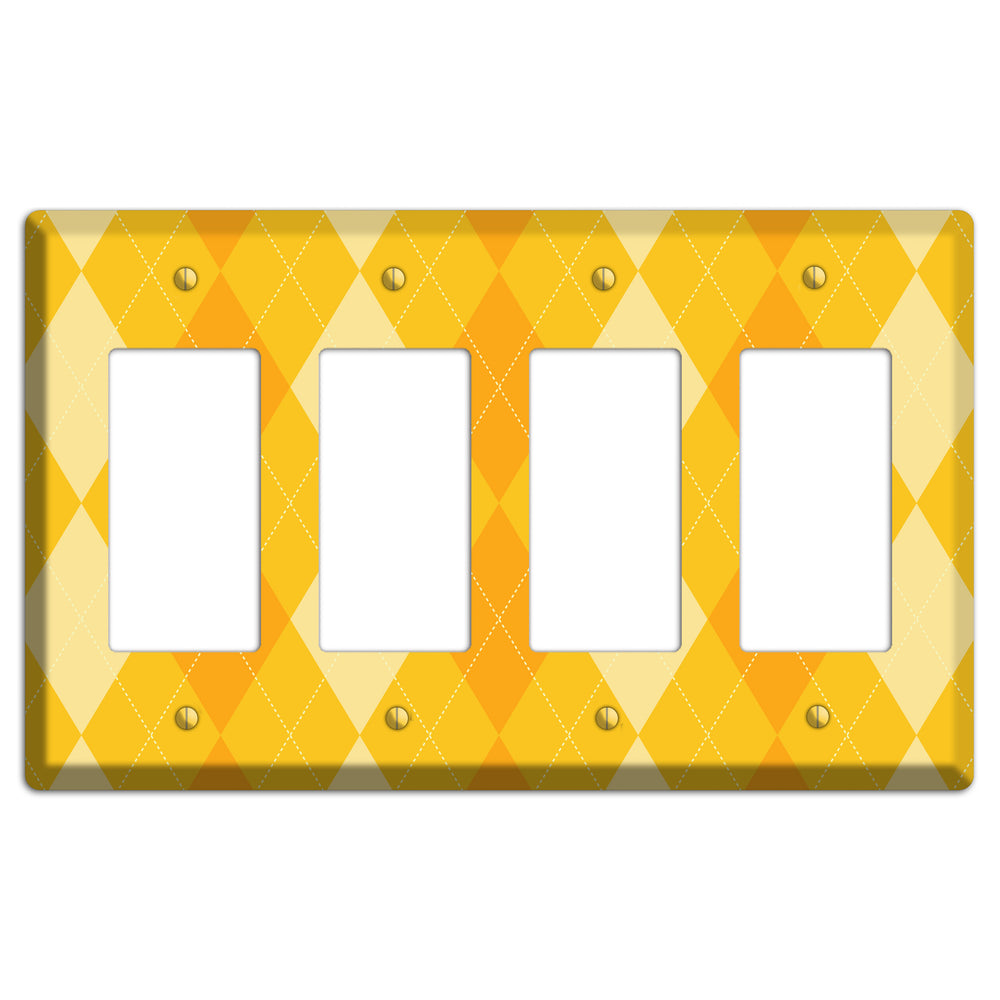 Yellow Argyle 4 Rocker Wallplate