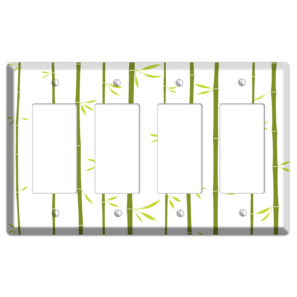 Green And White Bamboo 4 Rocker Wallplate
