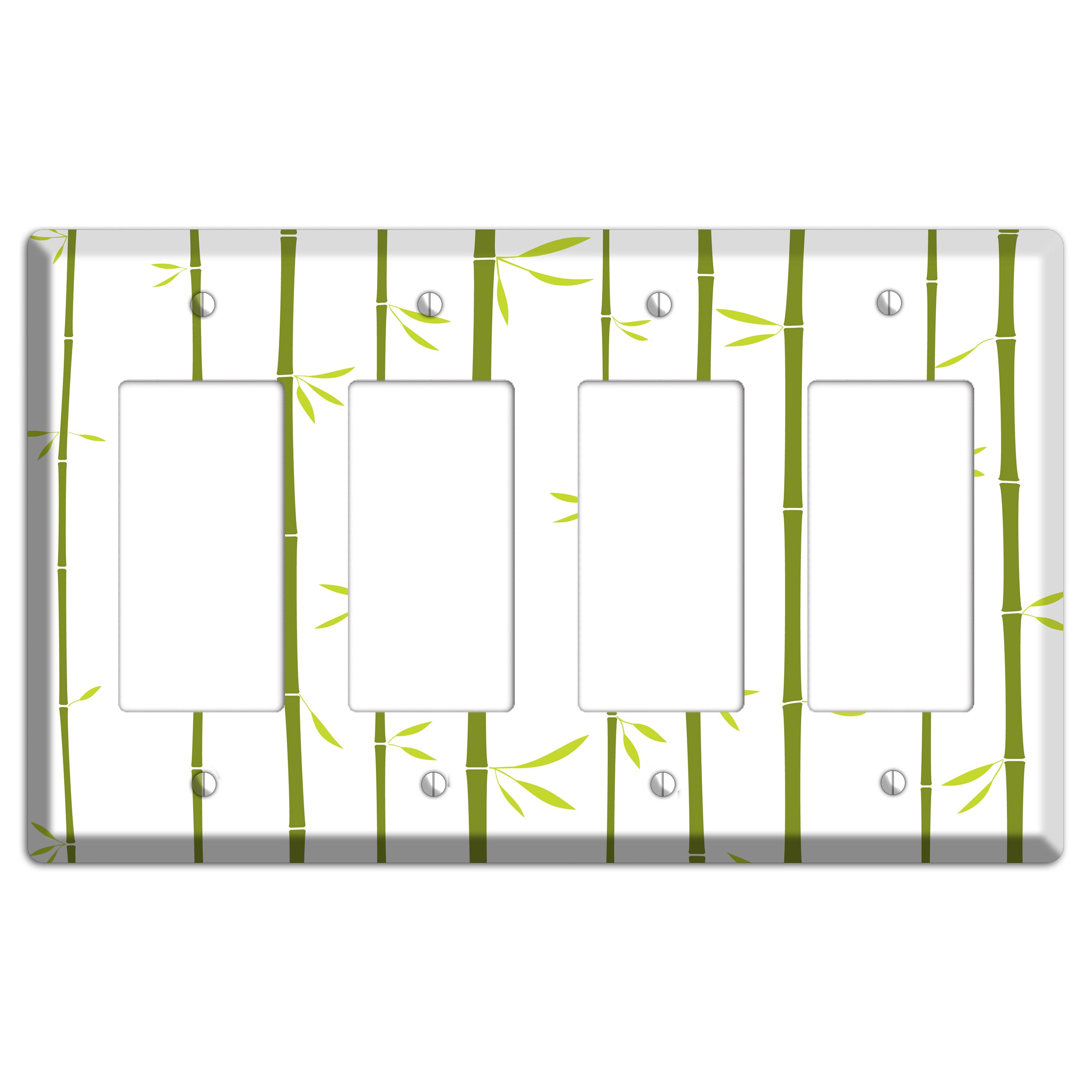 Green And White Bamboo 4 Rocker Wallplate