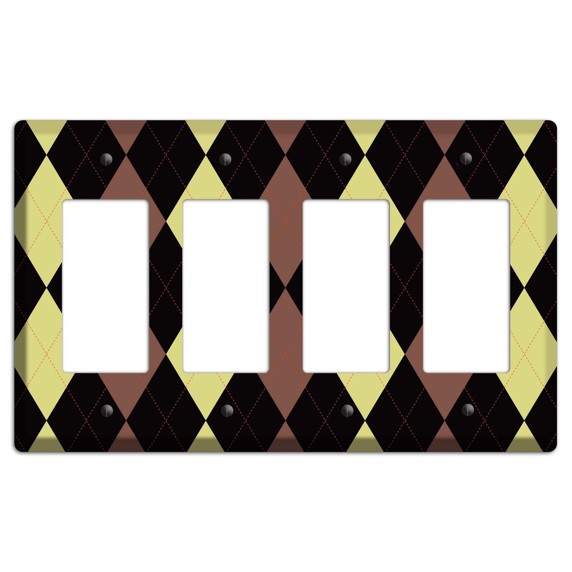 Yellow and Brown Argyle 4 Rocker Wallplate
