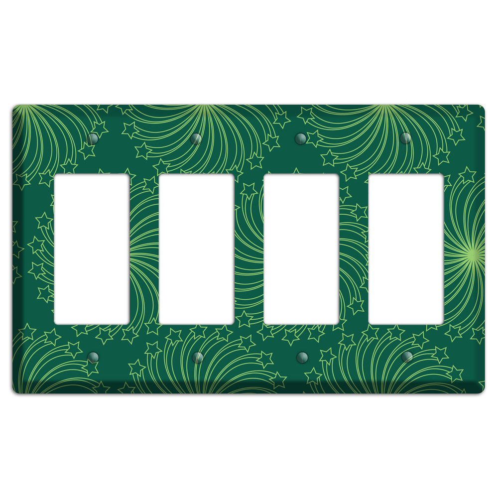 Multi Green Star Swirl 4 Rocker Wallplate