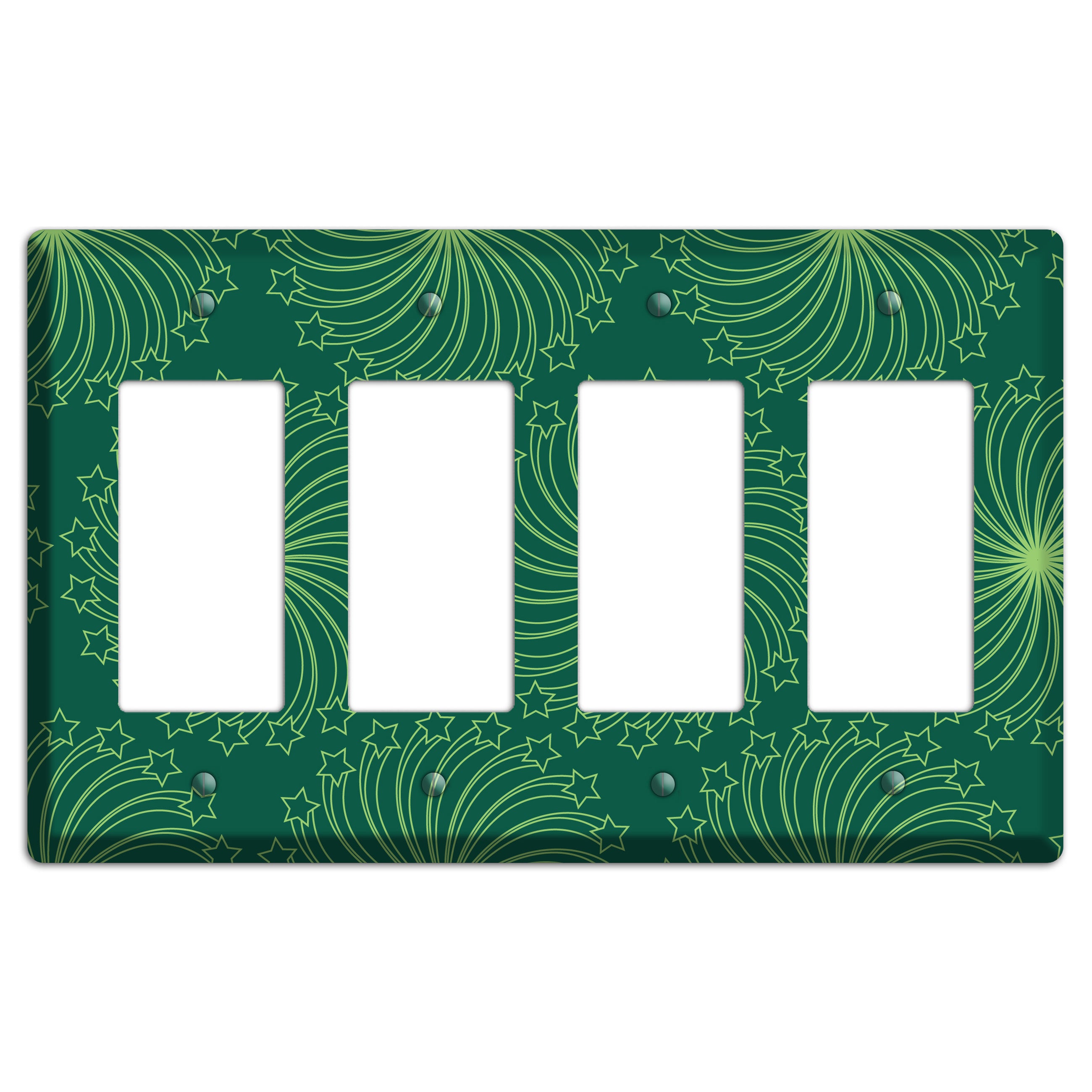 Multi Green Star Swirl 4 Rocker Wallplate