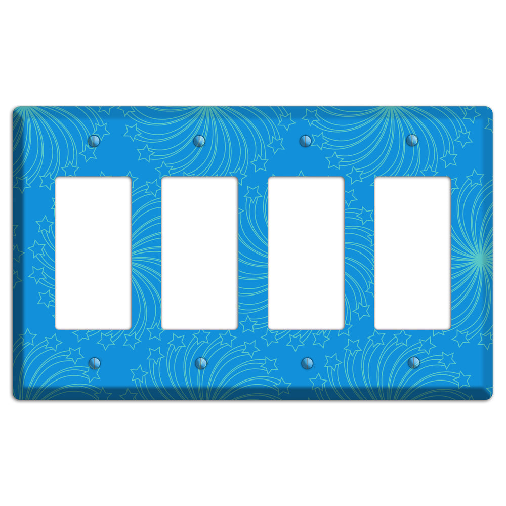 Multi Blue Star Swirl 4 Rocker Wallplate