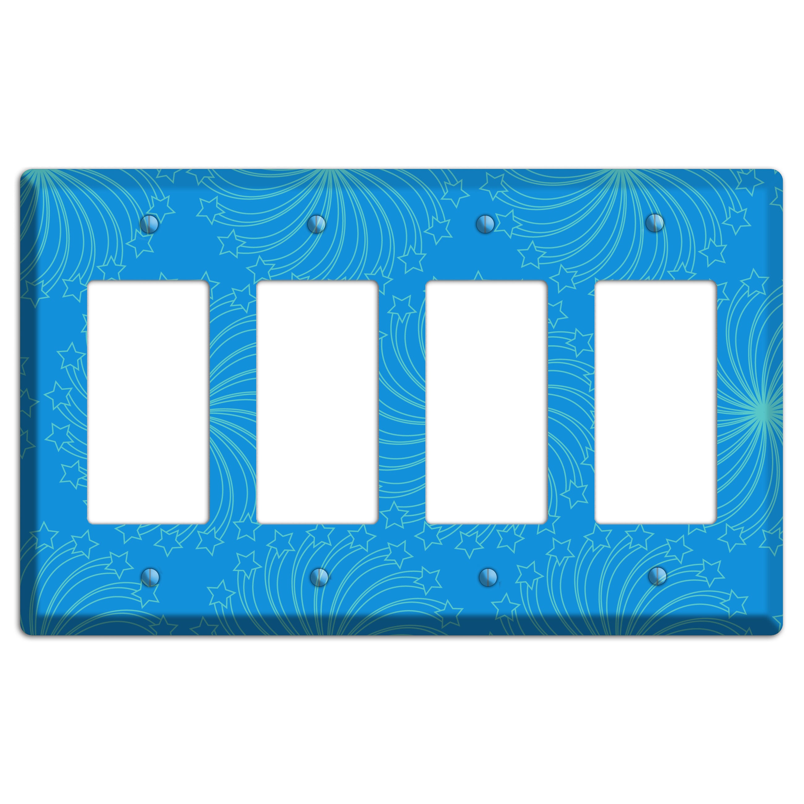 Multi Blue Star Swirl 4 Rocker Wallplate