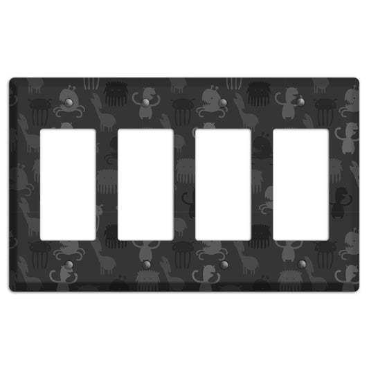 Silly Monsters Black and Grey 4 Rocker Wallplate