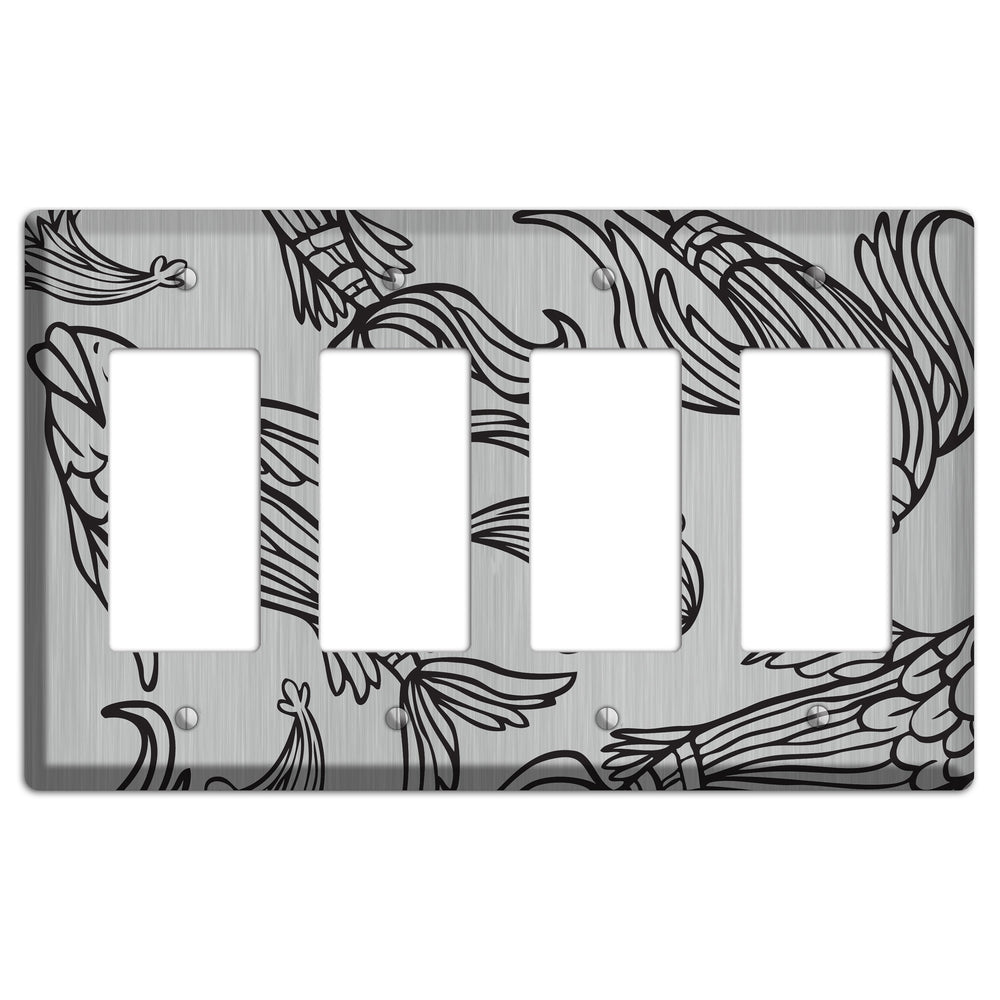 Black Koi Stainless Steel 4 Rocker Wallplate