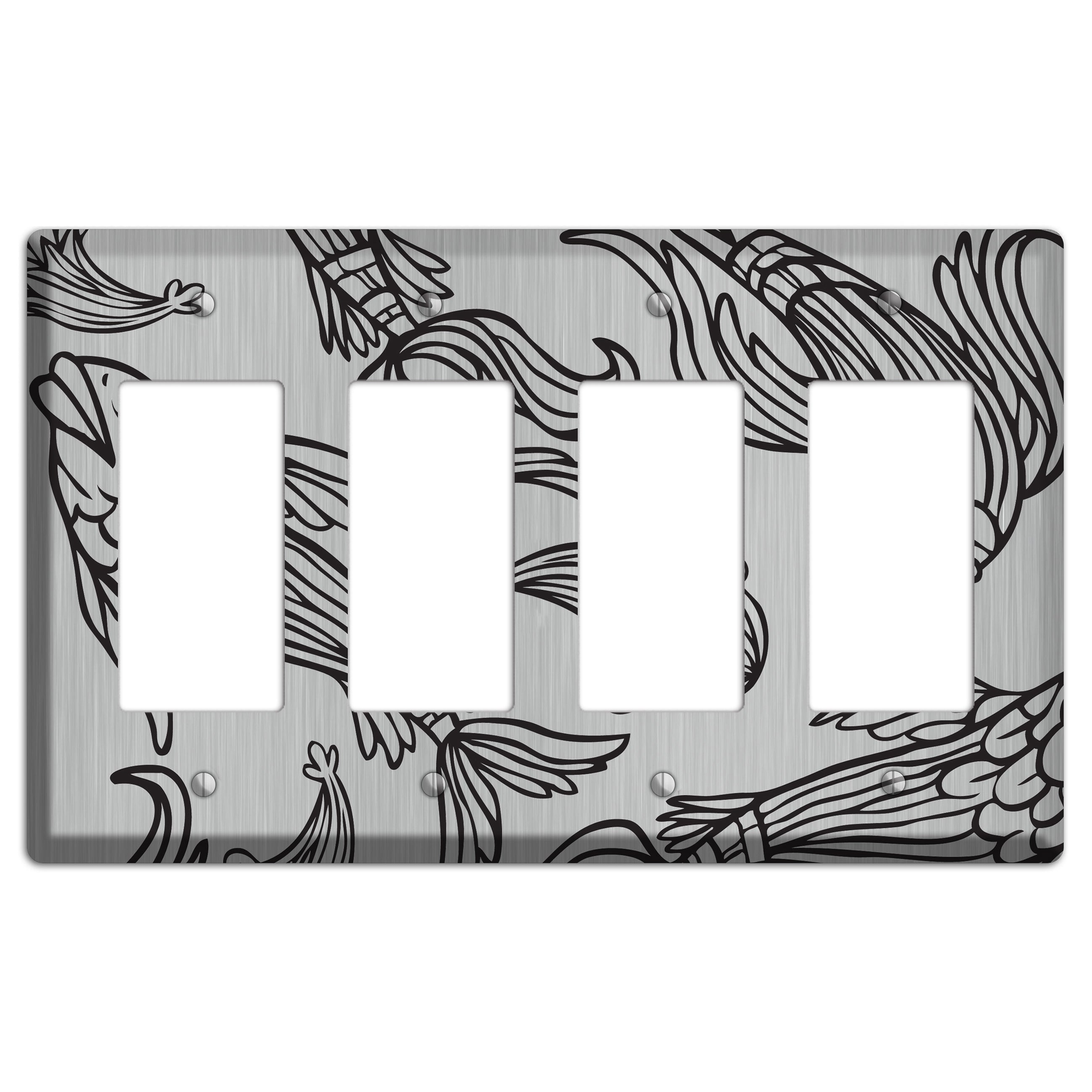 Black Koi  Stainless 4 Rocker Wallplate