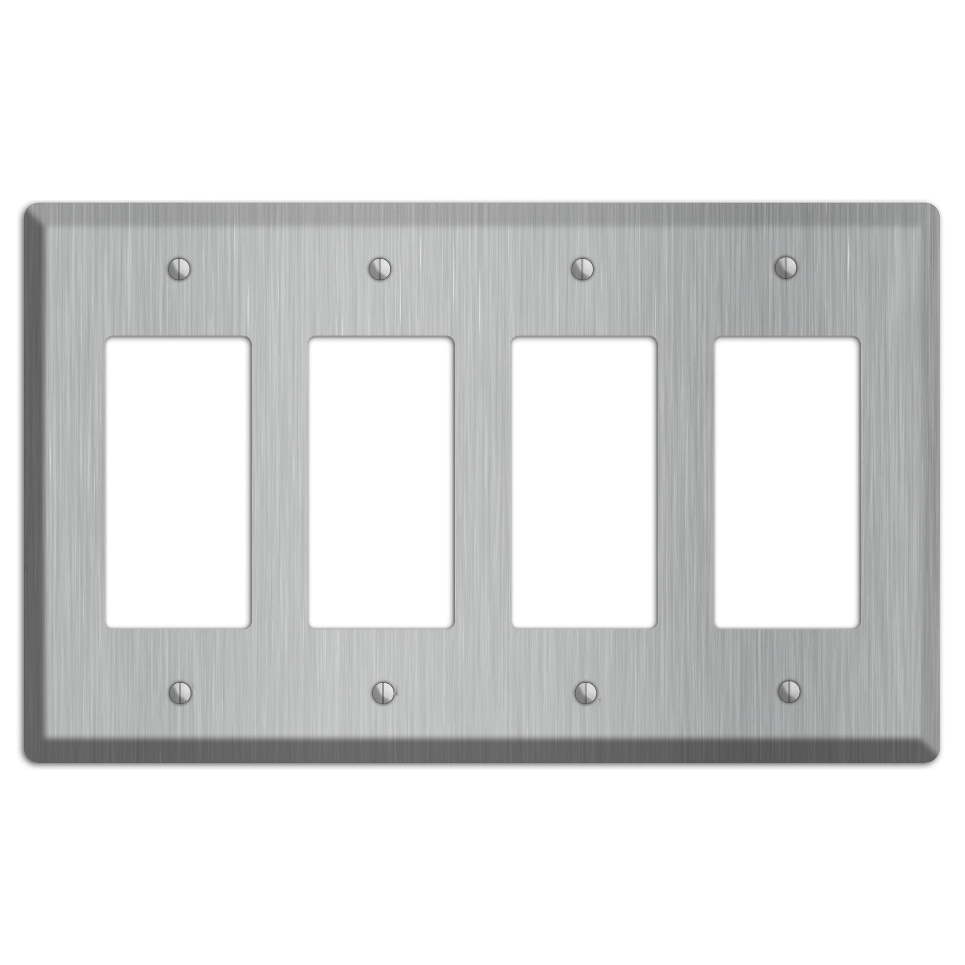 Brushed Stainless Steel 4 Rocker Wallplate