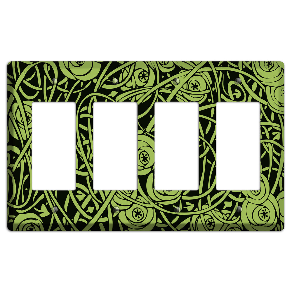 Green Deco Floral 4 Rocker Wallplate