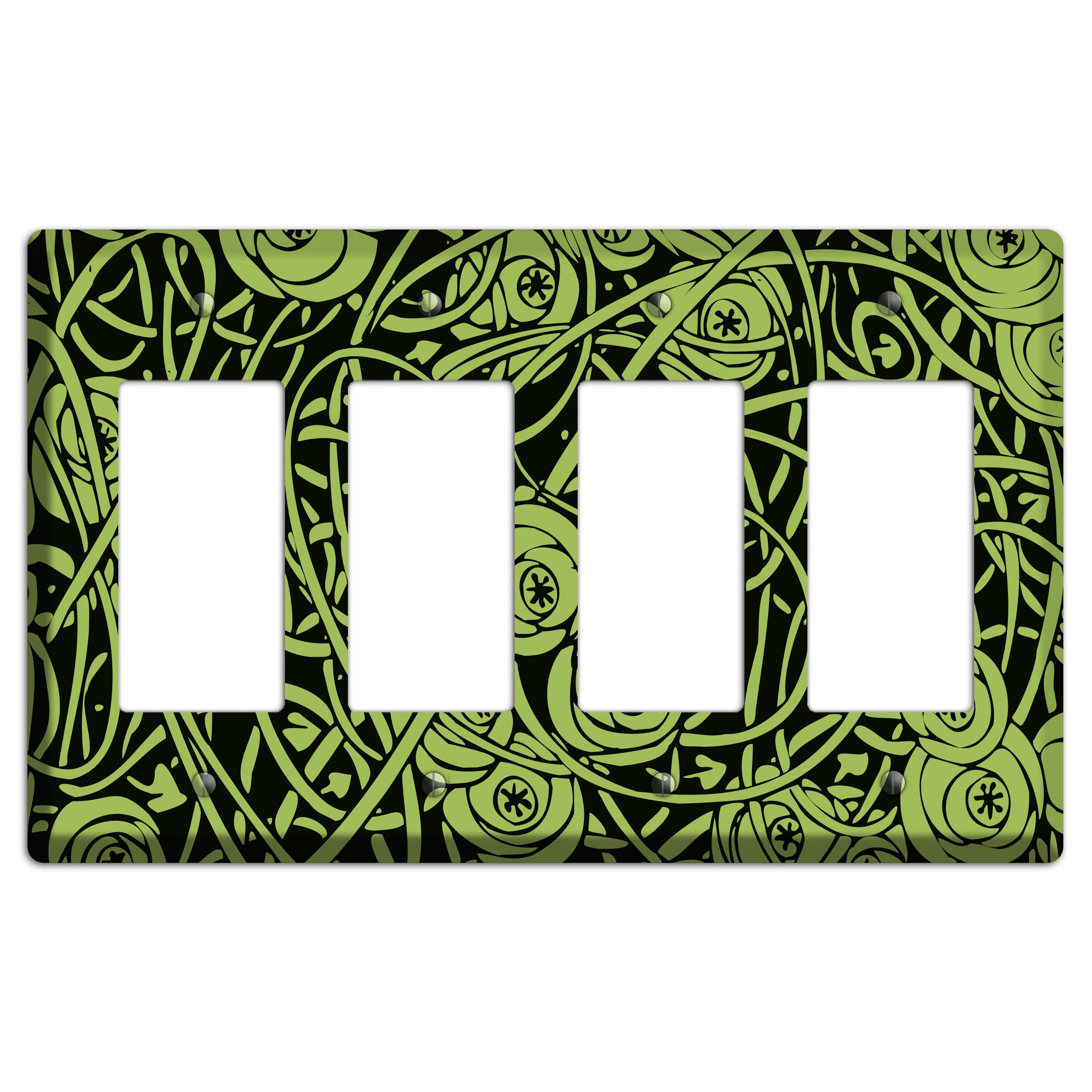 Green Deco Floral 4 Rocker Wallplate