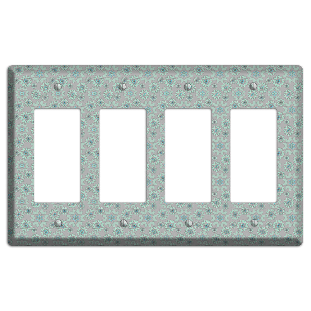 Grey with Tiny Aqua Retro Suzani 4 Rocker Wallplate