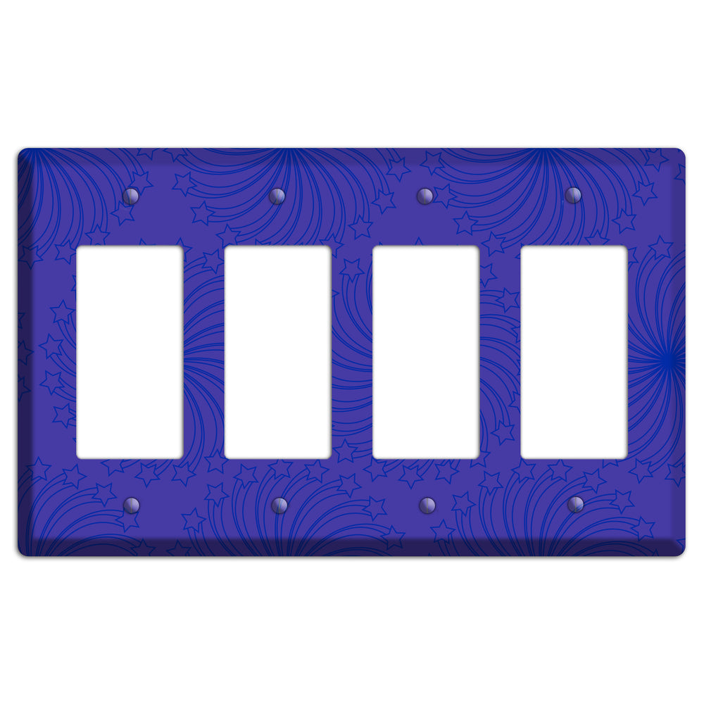 Multi Purple Star Swirl 4 Rocker Wallplate