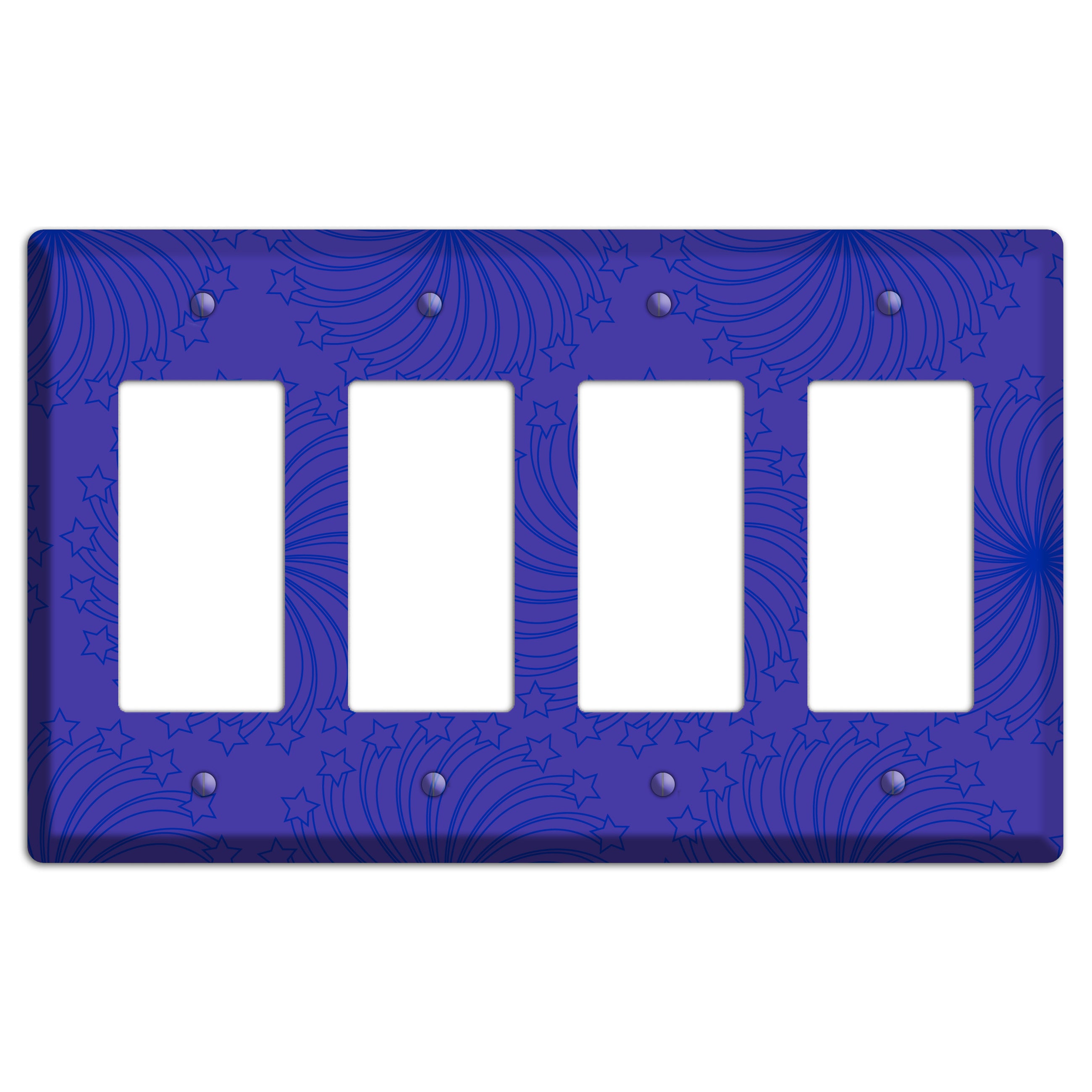 Multi Purple Star Swirl 4 Rocker Wallplate