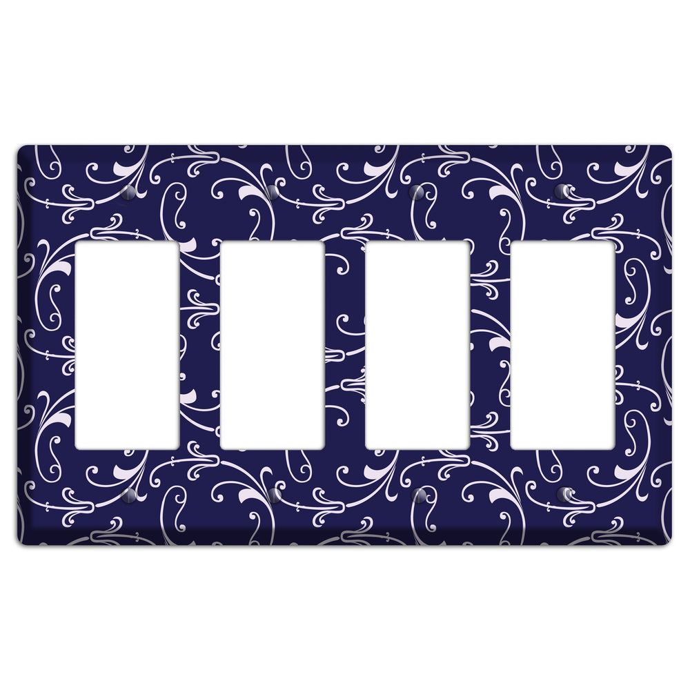 Navy Victorian Sprig 4 Rocker Wallplate