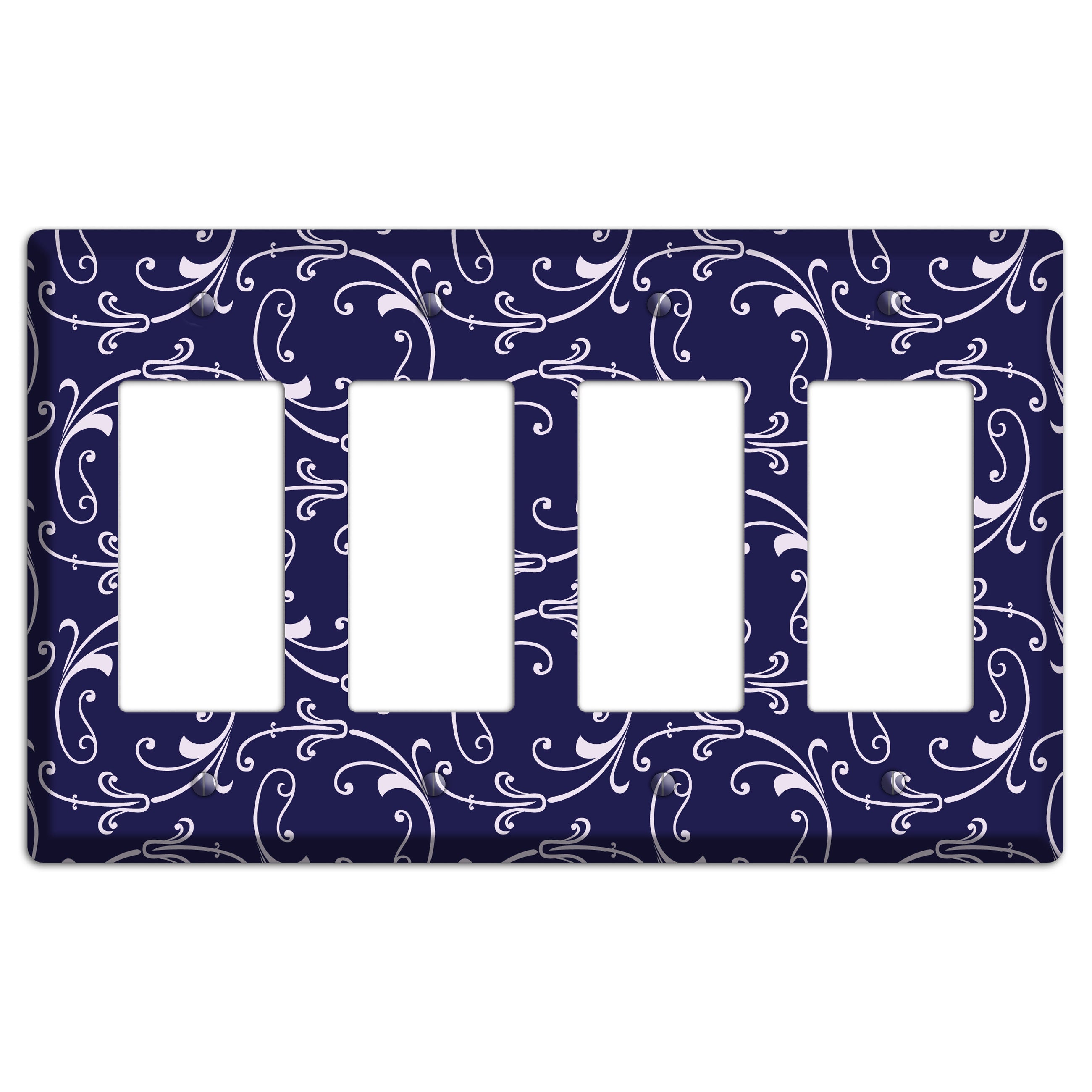 Navy Victorian Sprig 4 Rocker Wallplate