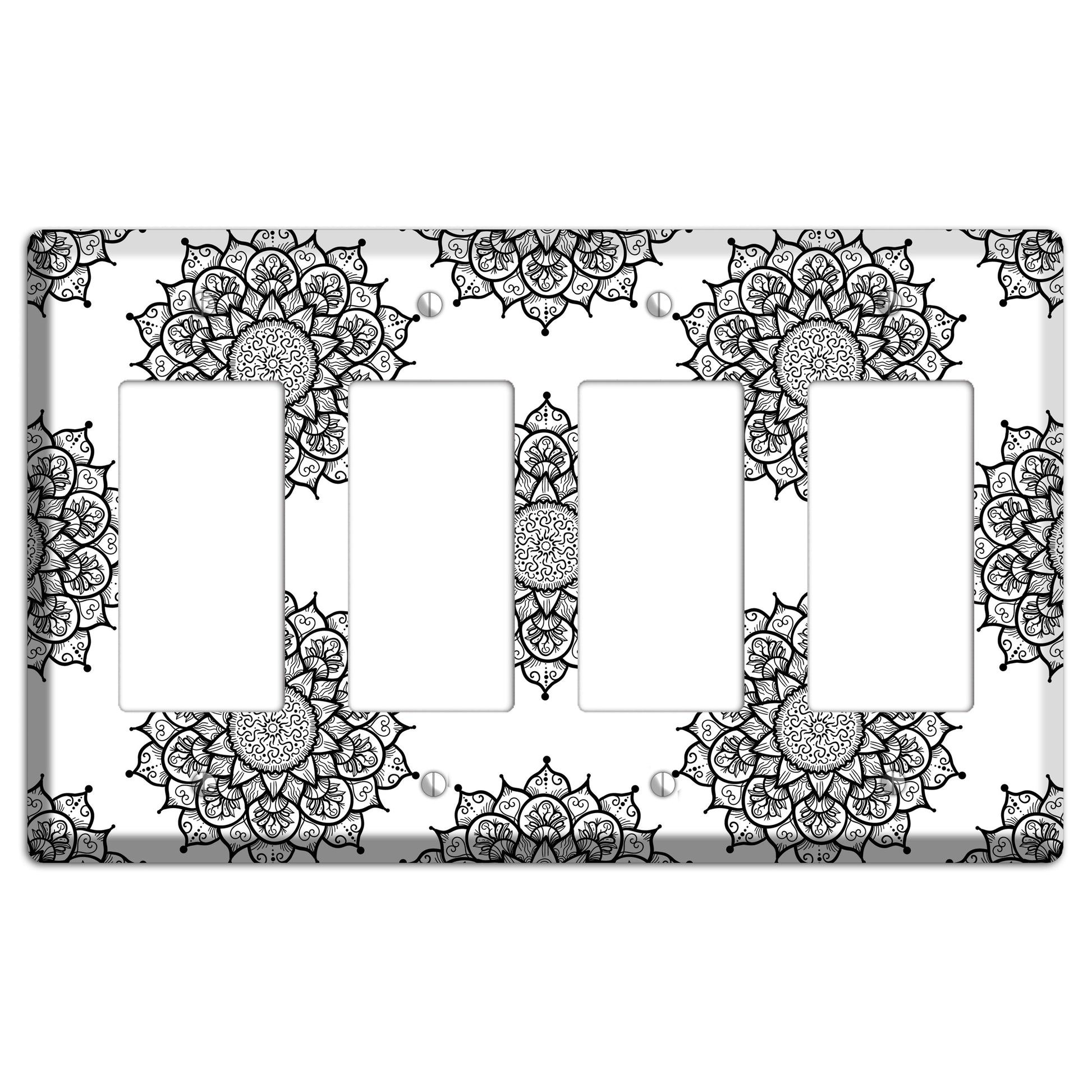 Mandala Black and White Style S Cover Plates 4 Rocker Wallplate