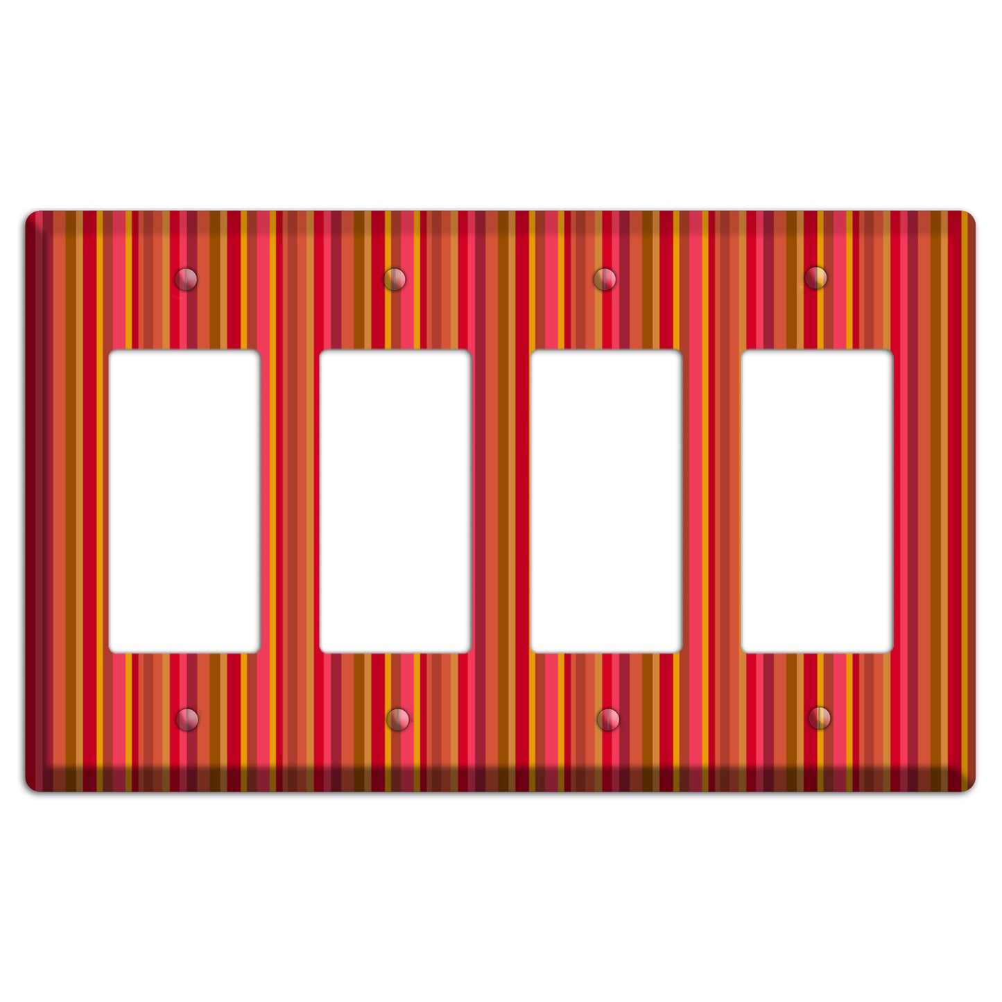 Multi Red Vertical Stripes 4 Rocker Wallplate