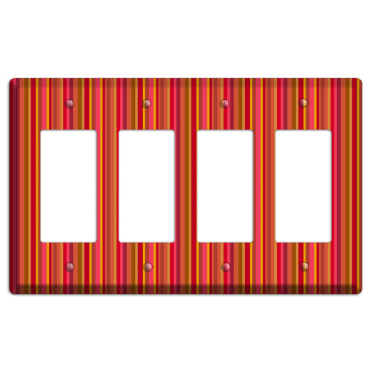 Multi Red Vertical Stripes 4 Rocker Wallplate