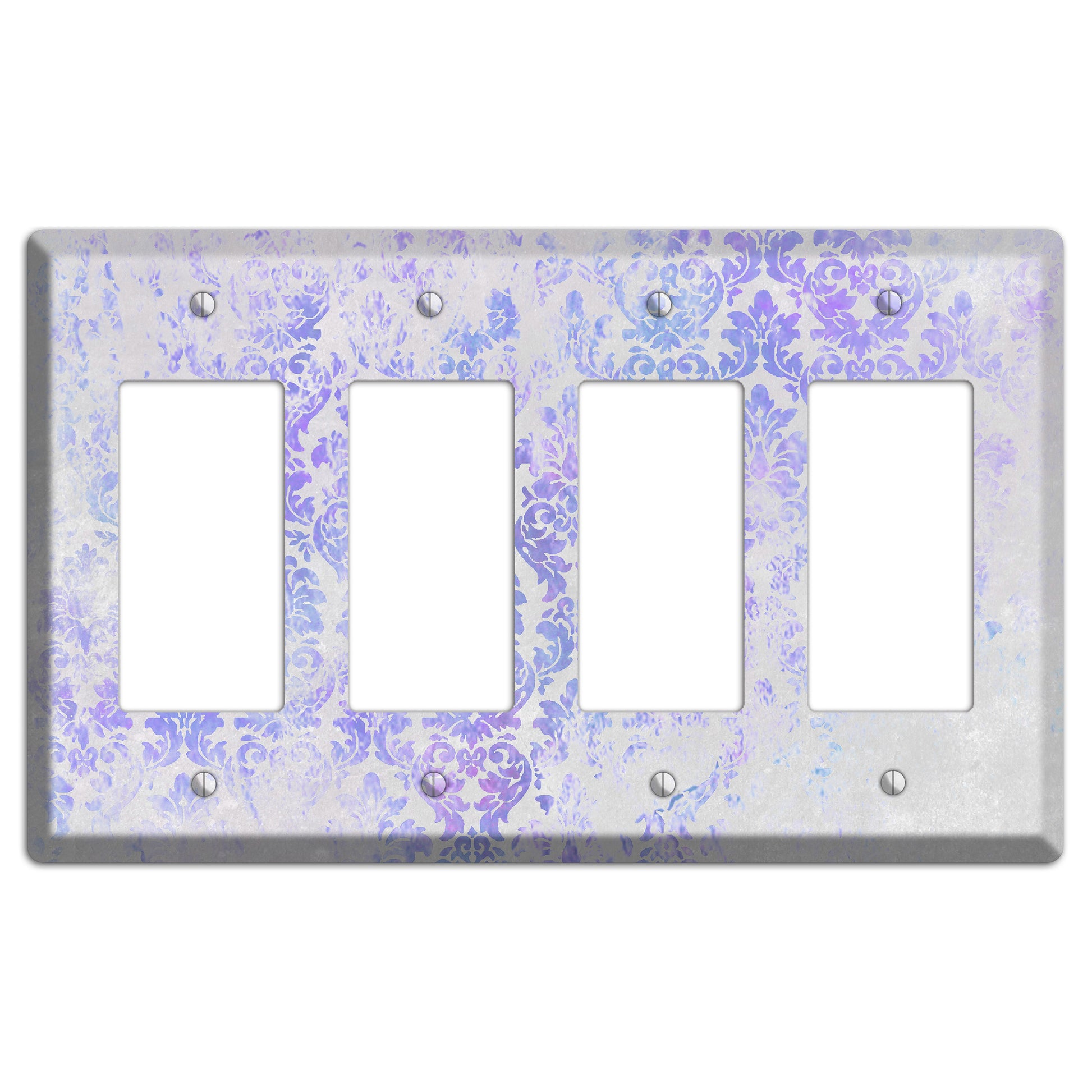 Periwinkle Gray Whimsical Damask 4 Rocker Wallplate