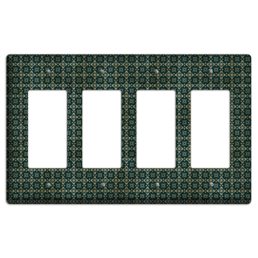 Dark Green Grunge Arabesque 4 Rocker Wallplate
