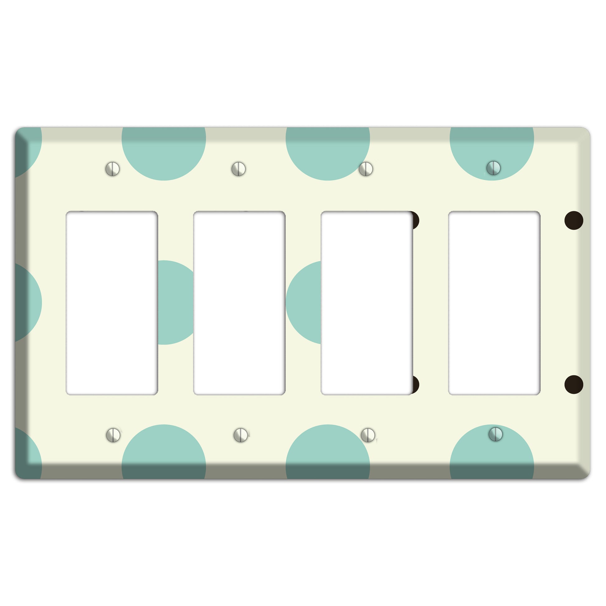 Soft Green with Aqua and Black Multi Tiled Medium Dots 4 Rocker Wallplate