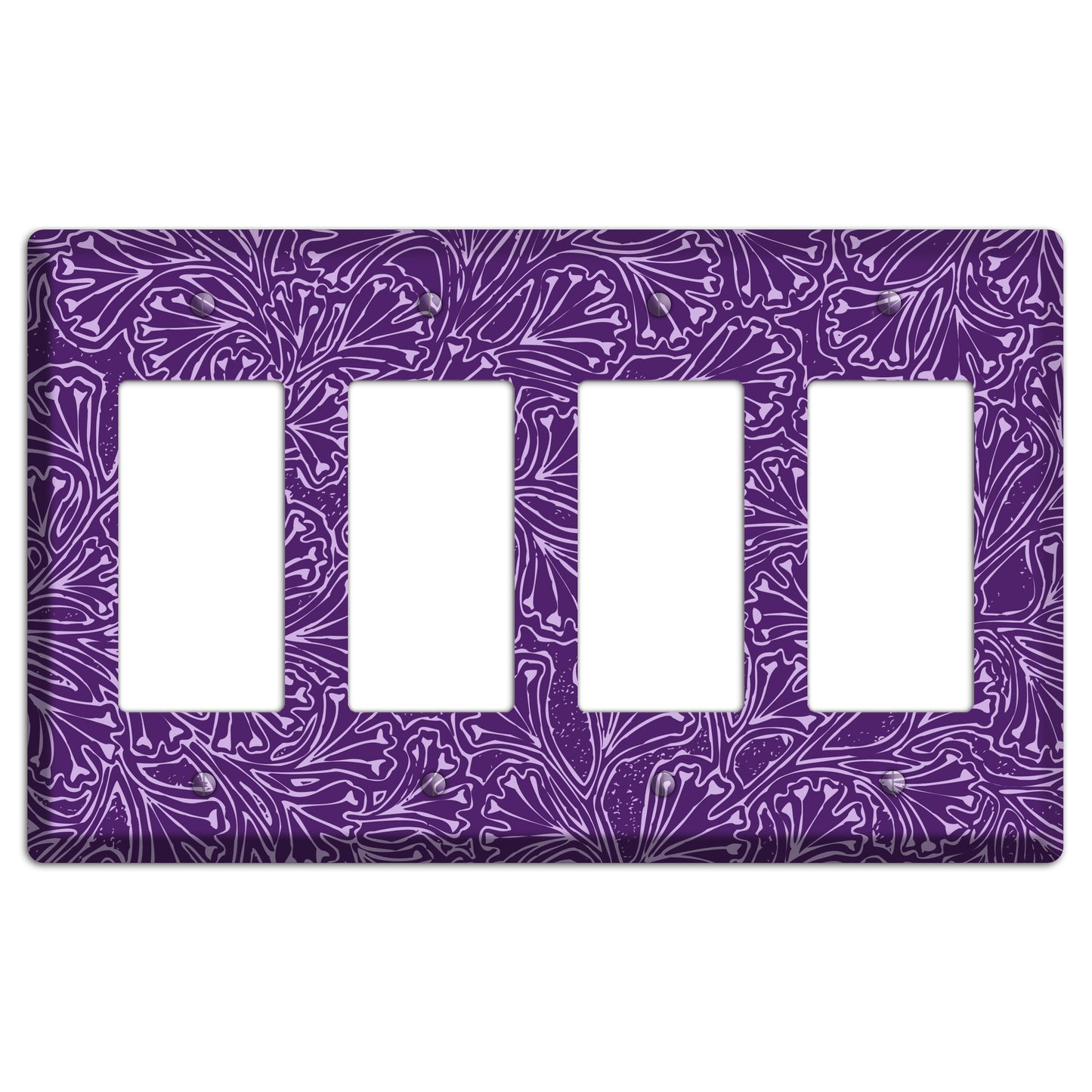 Deco Purple Interlocking Floral 4 Rocker Wallplate