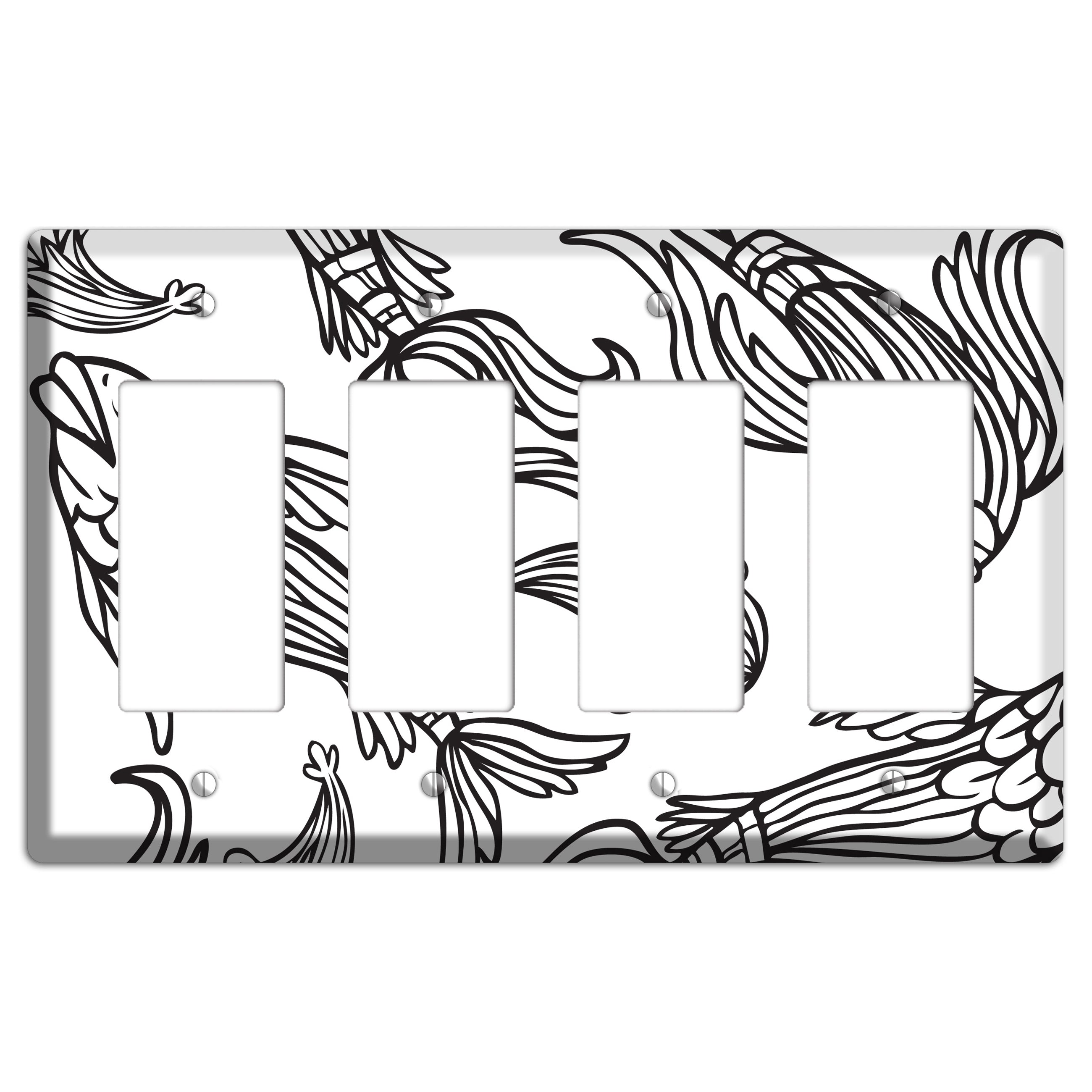 White and Black Koi 4 Rocker Wallplate