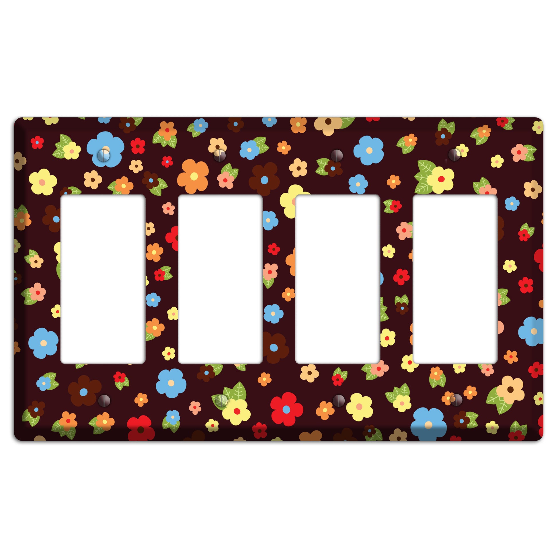 Brown Tiny Delicate Flowers 4 Rocker Wallplate