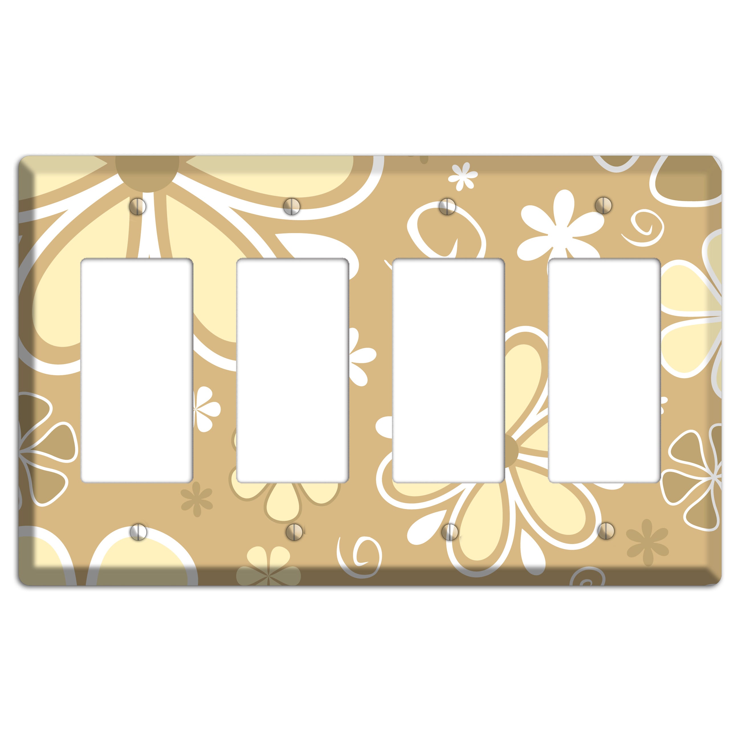 Beige Retro Flowers 4 Rocker Wallplate