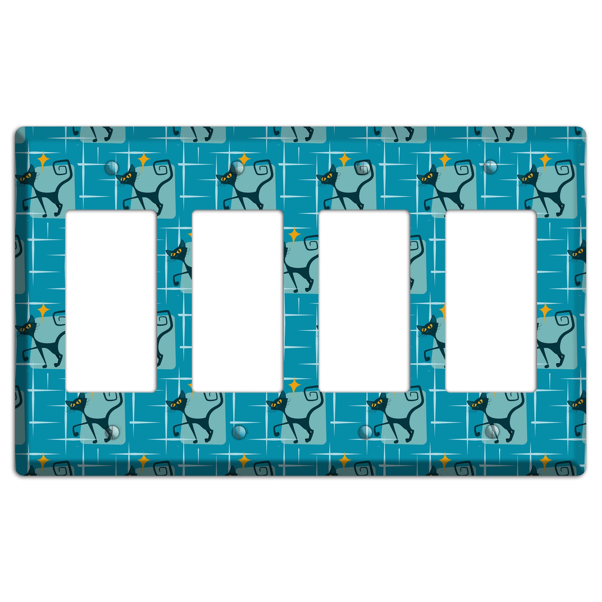 Teal Kitties 4 Rocker Wallplate