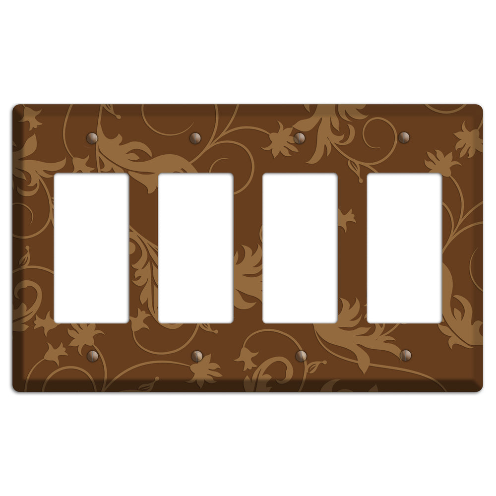 Brown Victorian Sprig 4 Rocker Wallplate