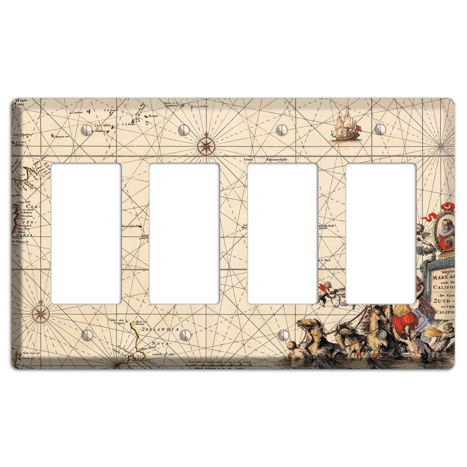 Map of New Zealand 4 Rocker Wallplate