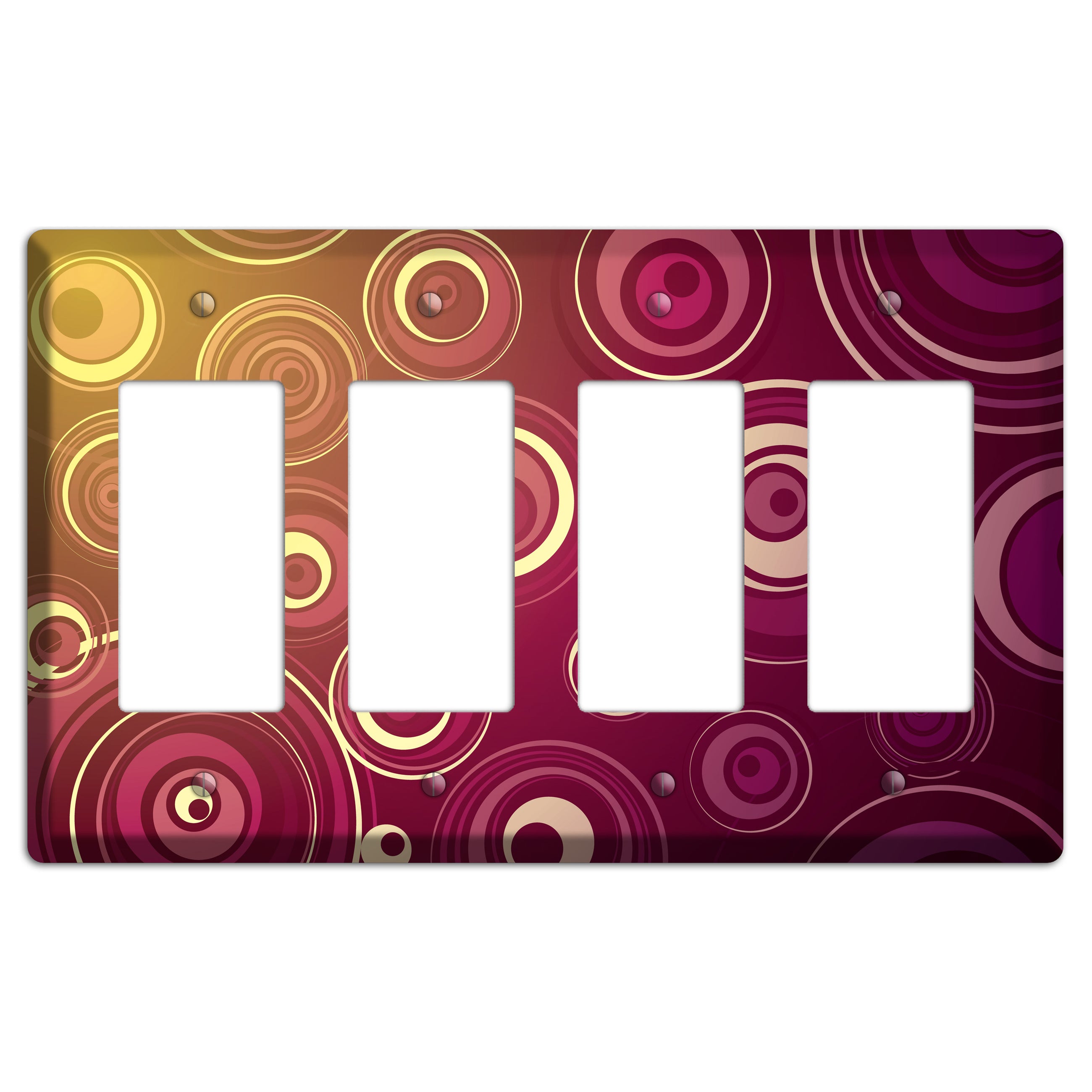 Maroon and Yellow Circles 4 Rocker Wallplate