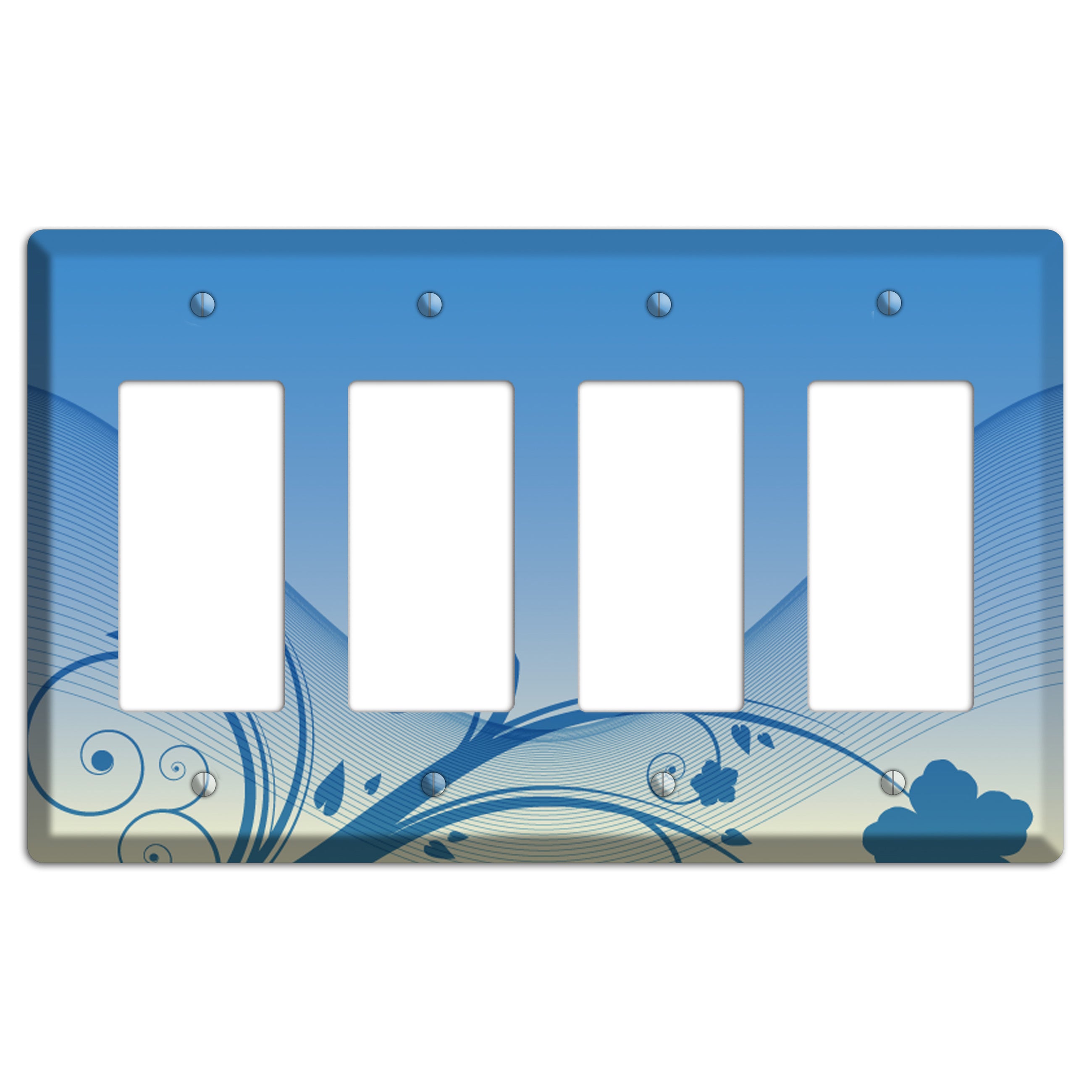 Blue Swirls 4 Rocker Wallplate